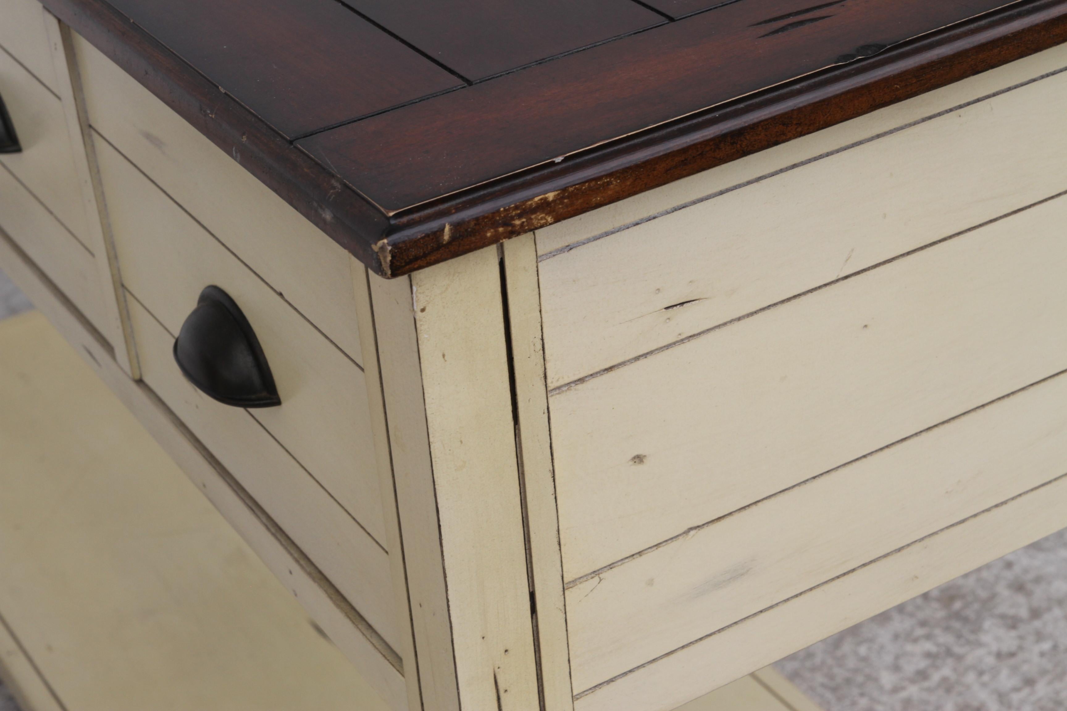 Consola rectangular de almacenamiento Bellhaven Coastal Cottage Alabastro en venta 3