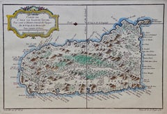 Bellin 18th Century Hand Colored Map of "L'isle de Sainte Lucie" 'St. Lucia'