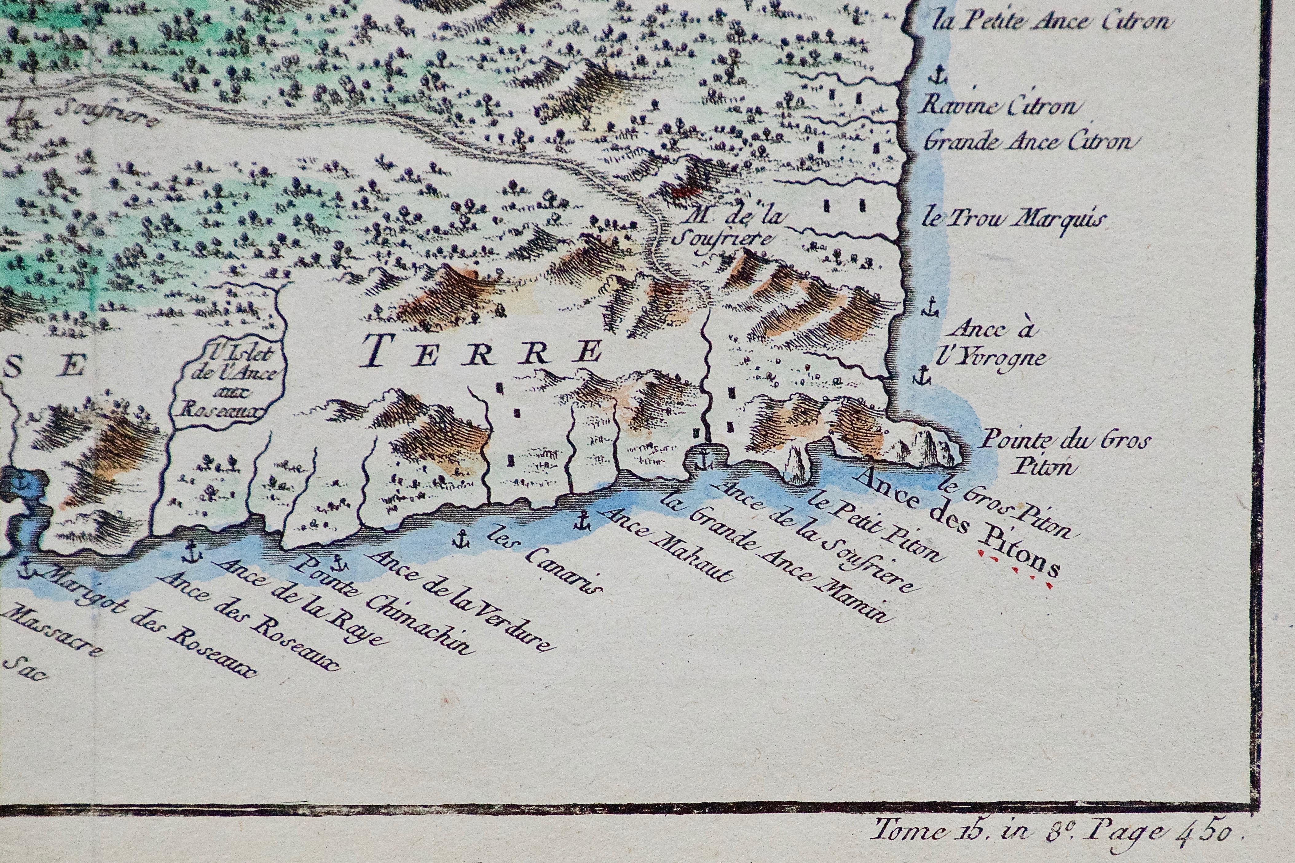 Bellin 18th Century Hand Colored Map of 