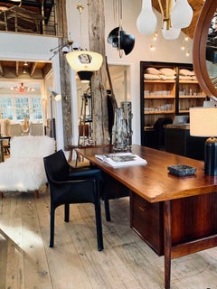 Bellini 413 Cab Chair in Dark Green Leather by Cassina