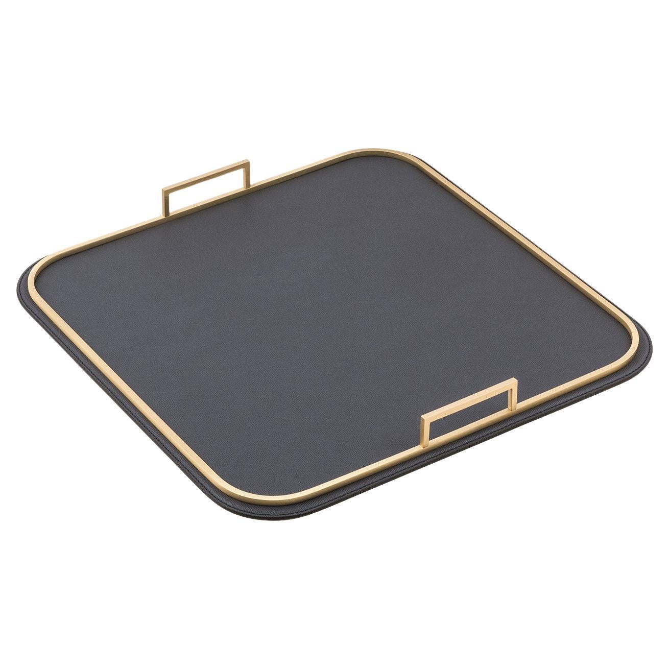 Bellini Large Square Tray in Brass For Sale