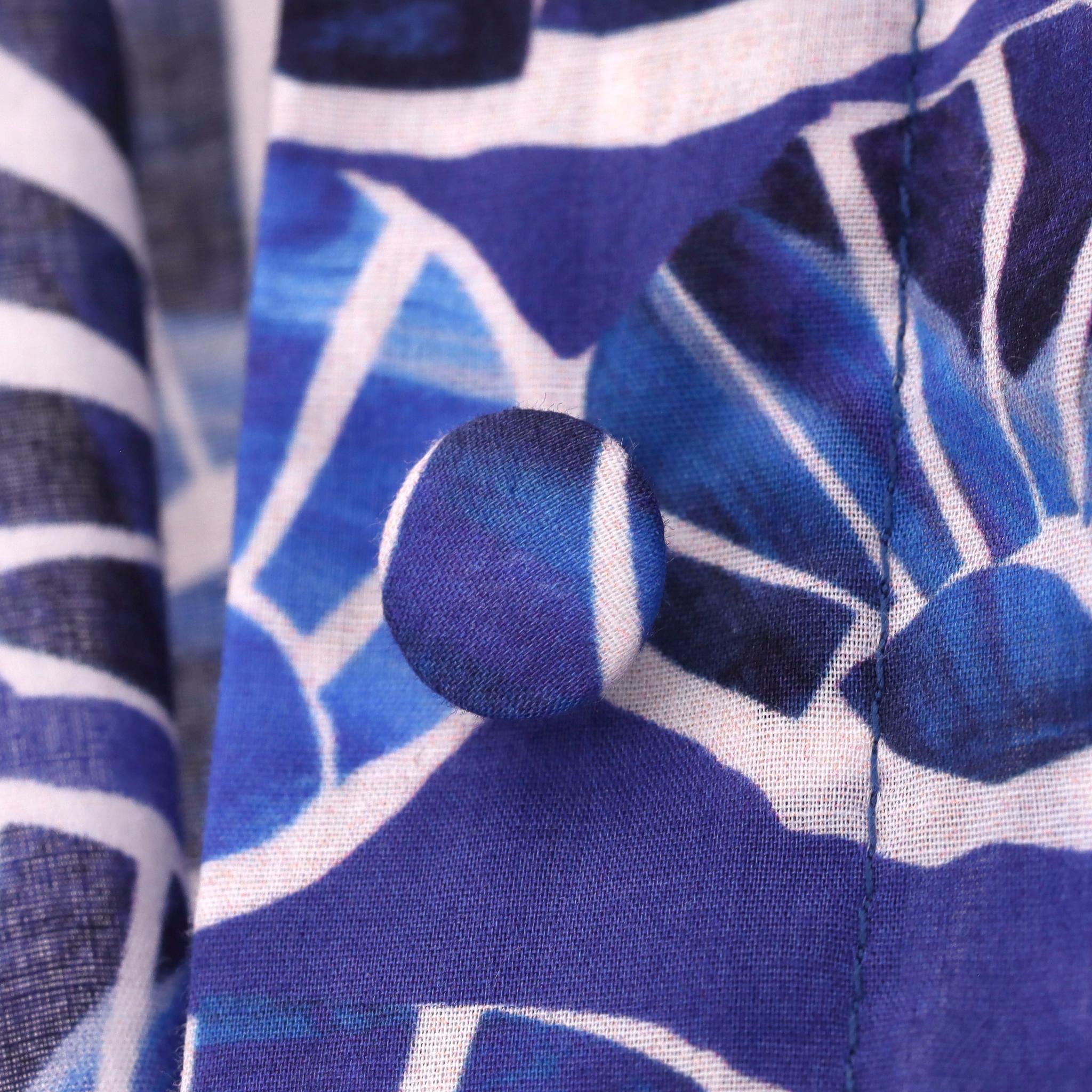 Donna Bellini - Maxi abito a camicia in cotone stampato a righe in conchiglie in vendita
