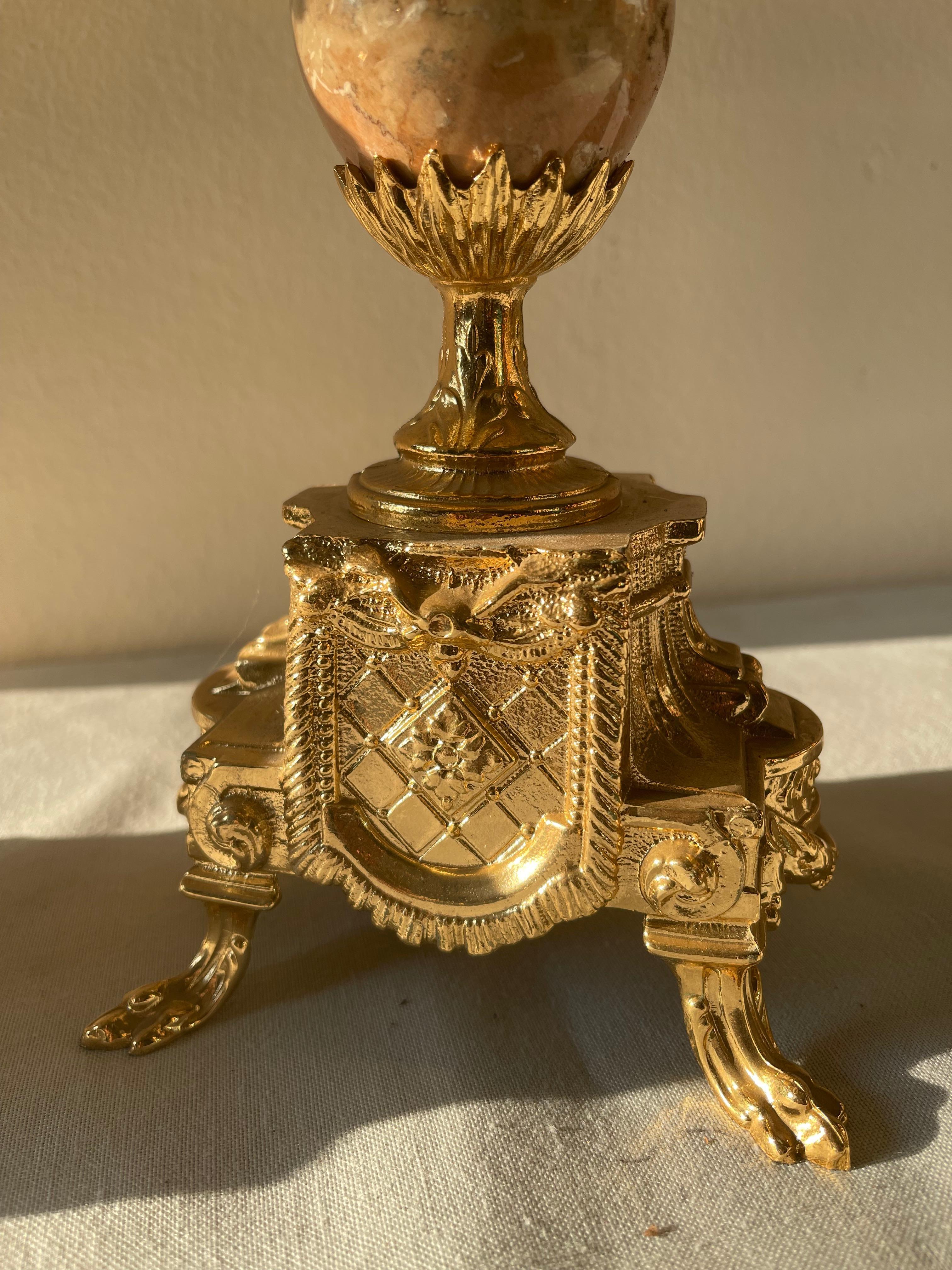 Beautiful Pair of French-style five-flame gilt bronze candelabra For Sale 2