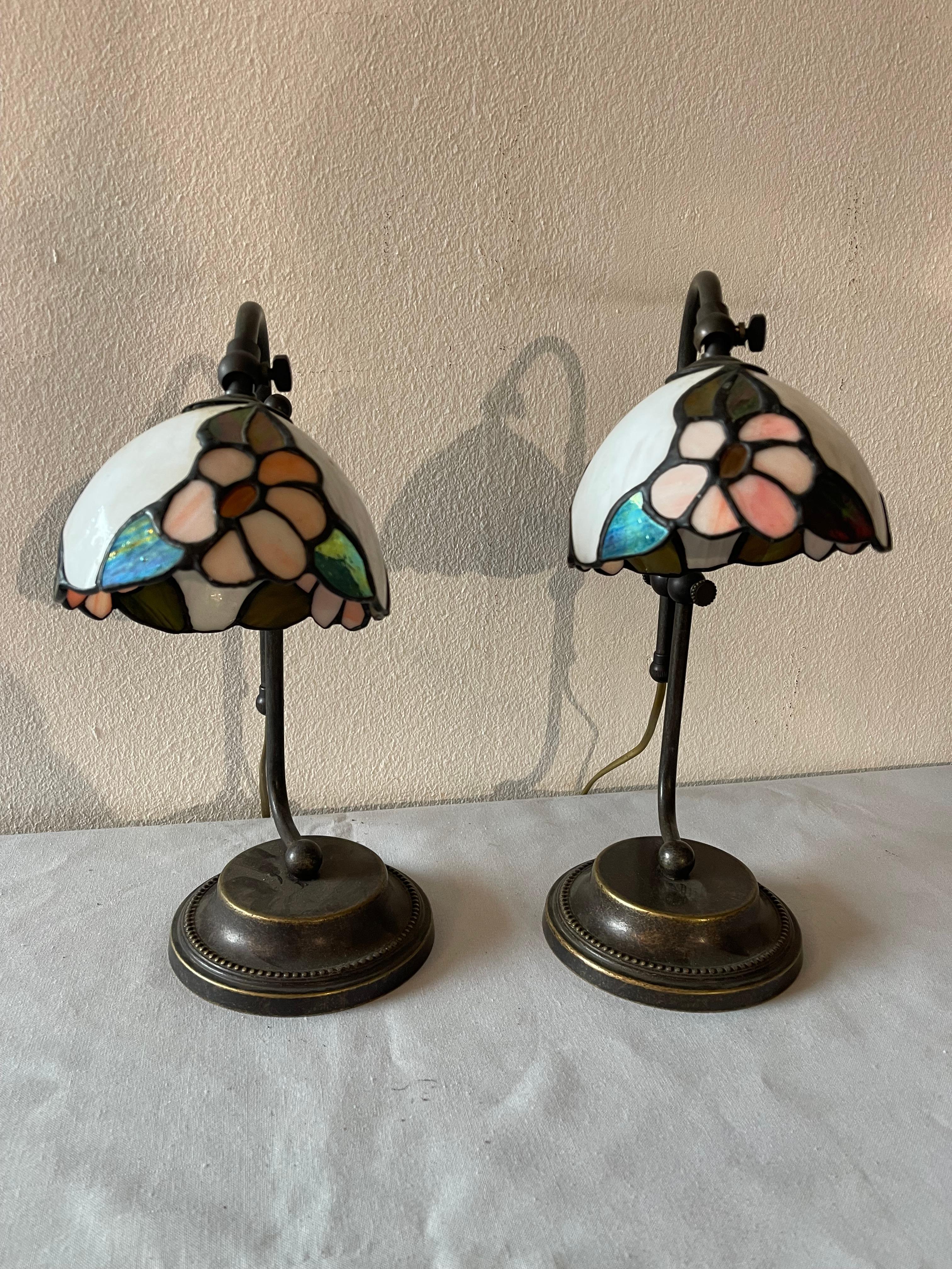 Beautiful Pair of tiffany style table lamp with floral mosaic in Italian glass - Private collection Domenico Rugiano