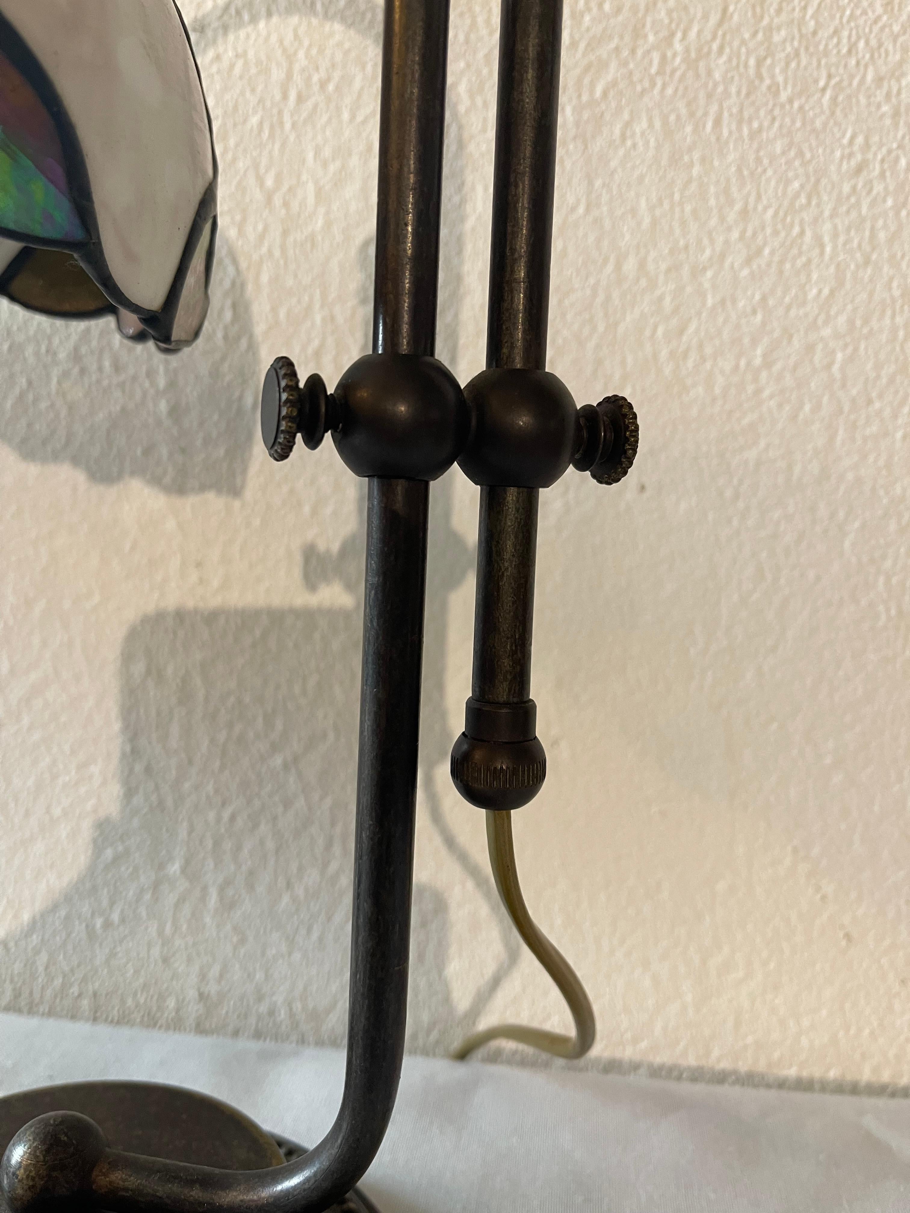 Beautiful Pair of tiffany style table lamp with glass floreal mosaic For Sale 1