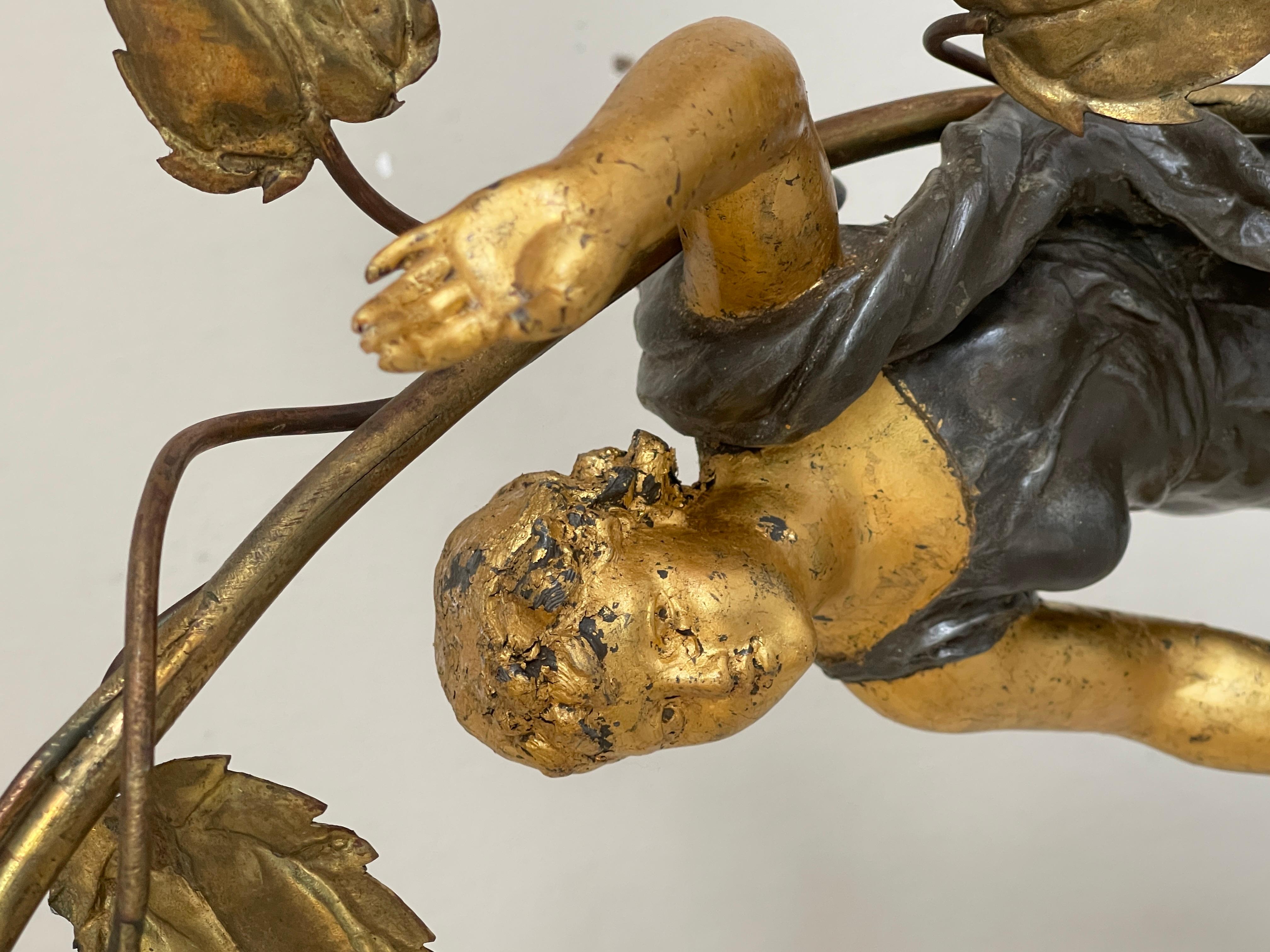 Bellisima lampada da tavolo raffigurante una donna con fiori anni '40 italian Bon état - En vente à Cantù, IT