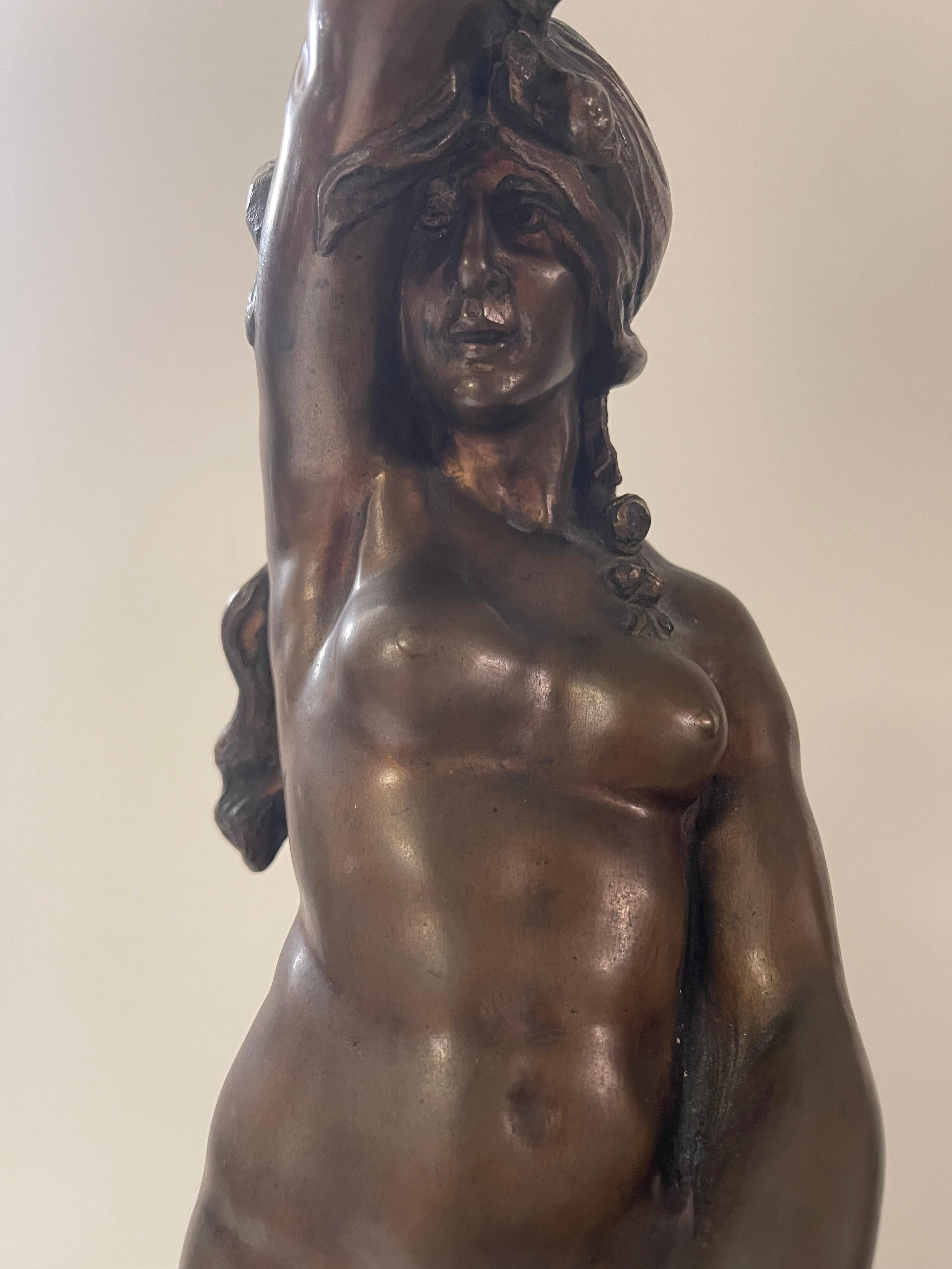 Bellisima Lamps statues woman bronze 70s For Sale 3