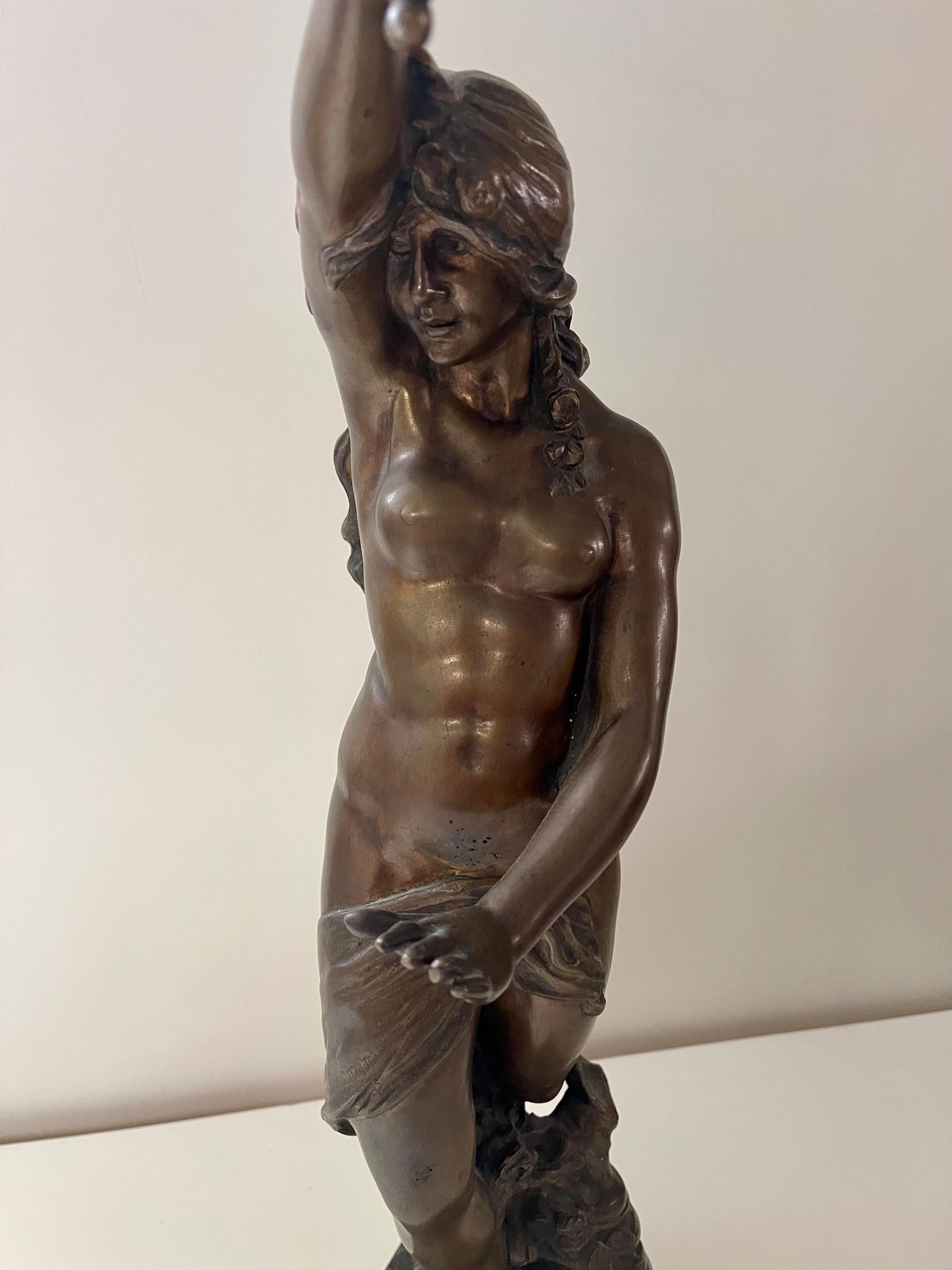 Bellisima Lamps statues woman bronze 70s For Sale 4