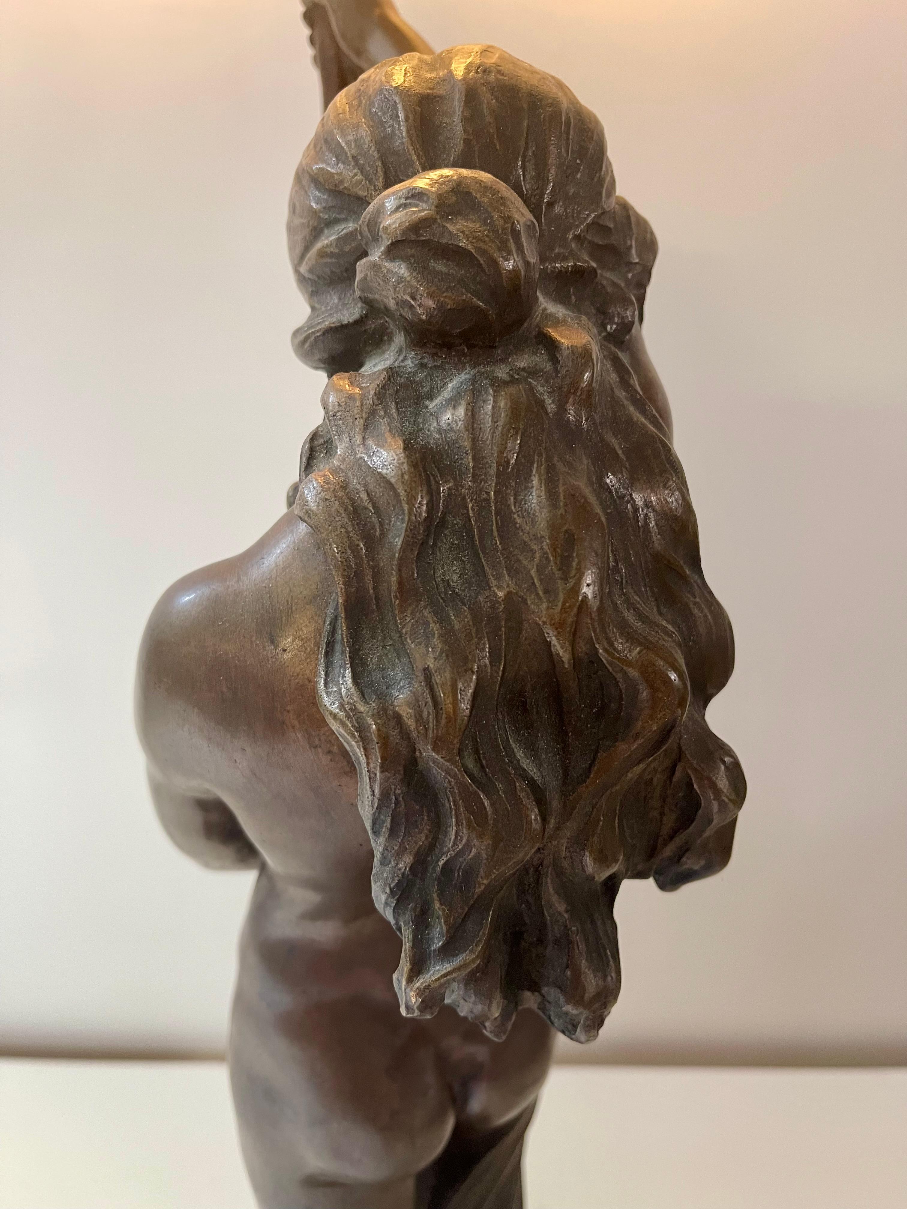 Bellisima Lamps statues woman bronze 70s For Sale 5