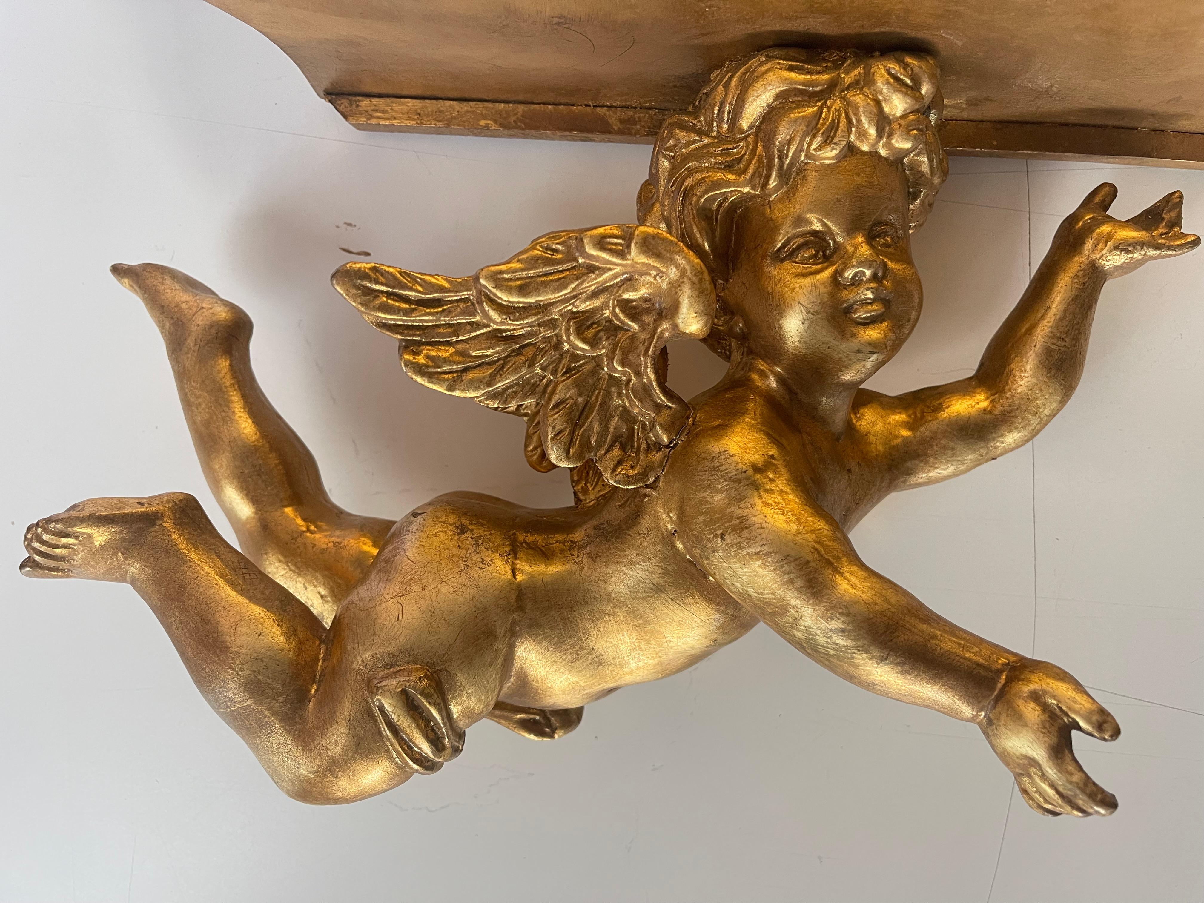 Preciosos angelitos de estantería en pan de oro Italian en venta
