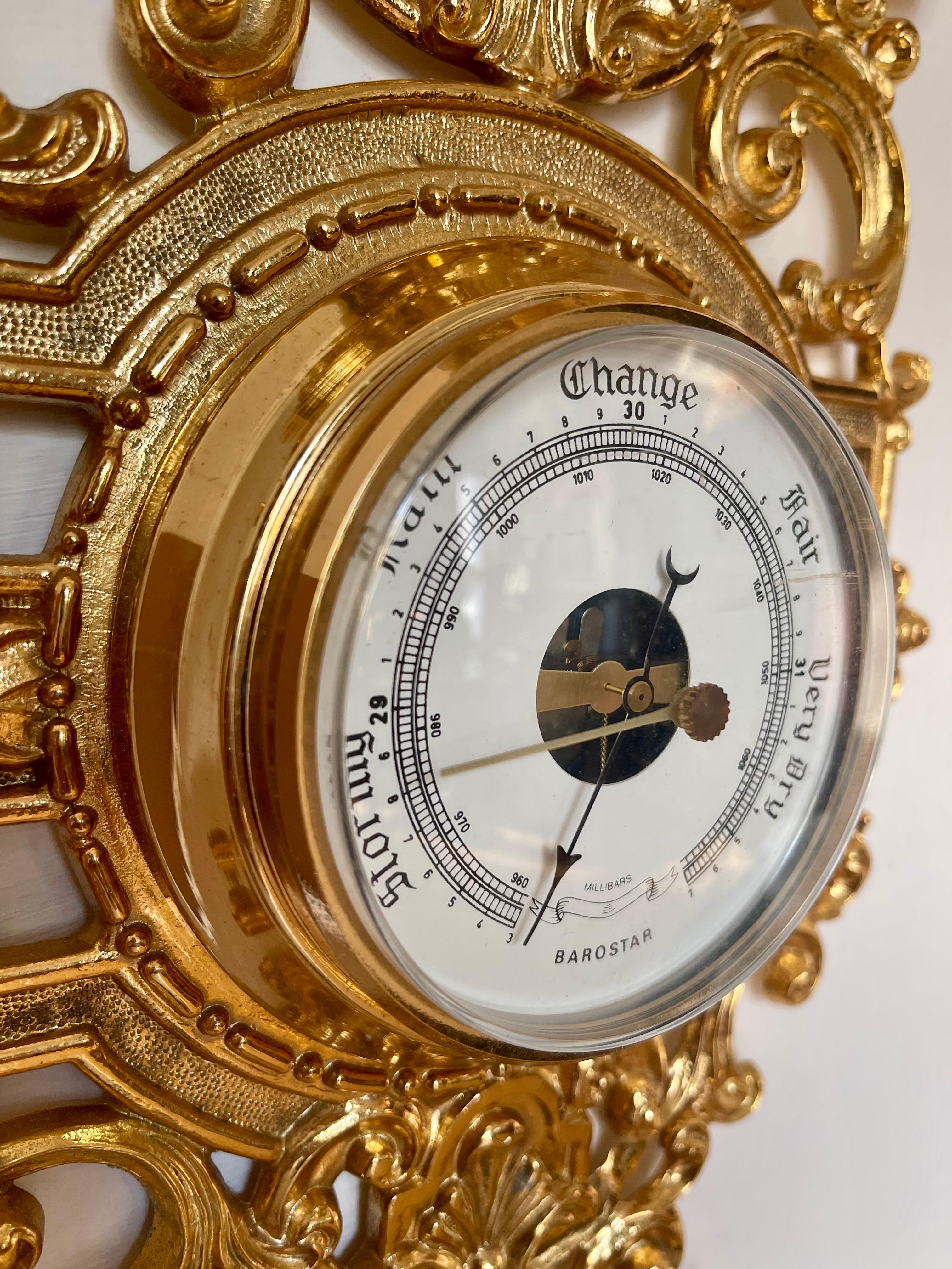 Beautiful gilt brass barometer clock XX For Sale 2