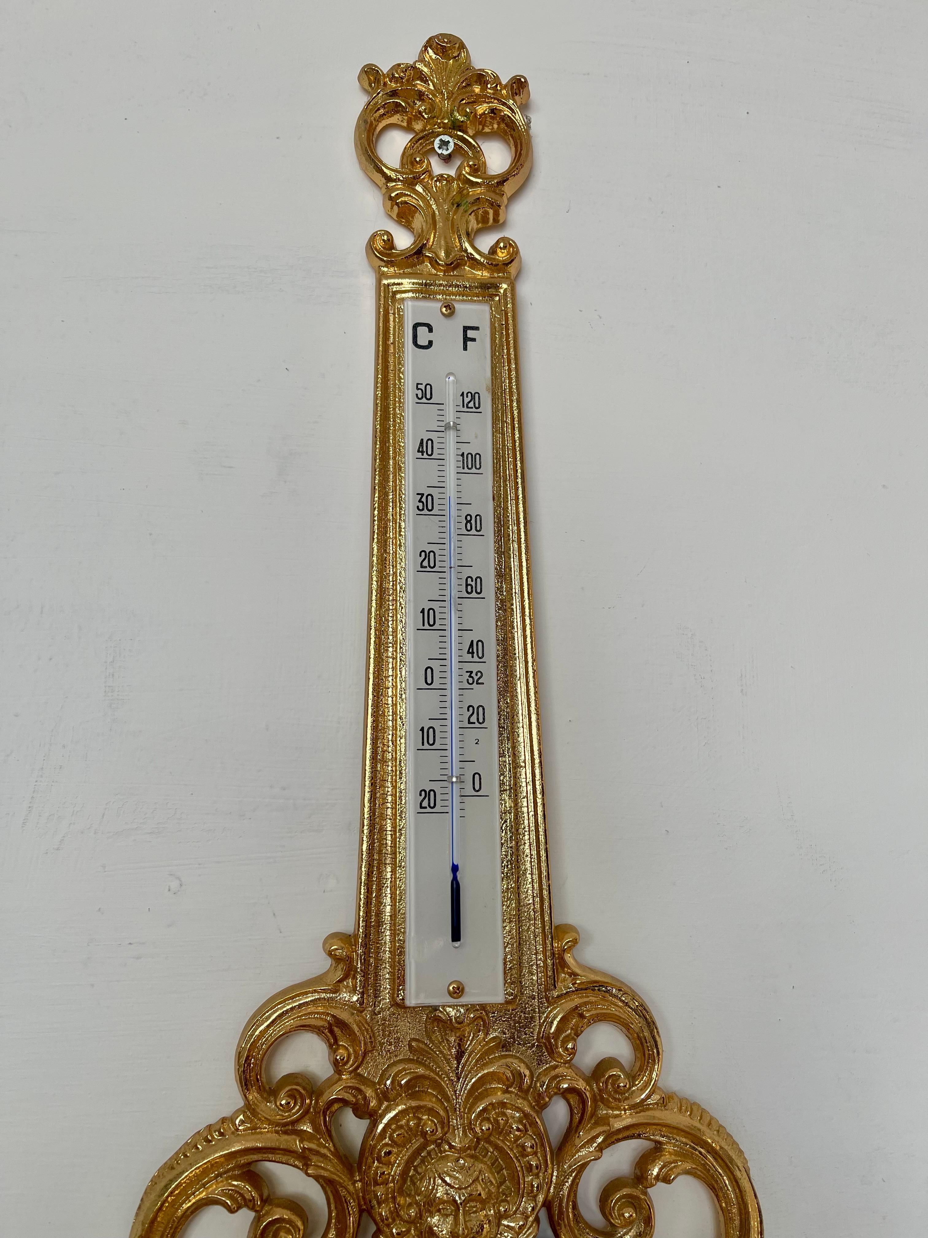 Italian Beautiful gilt brass barometer clock XX For Sale