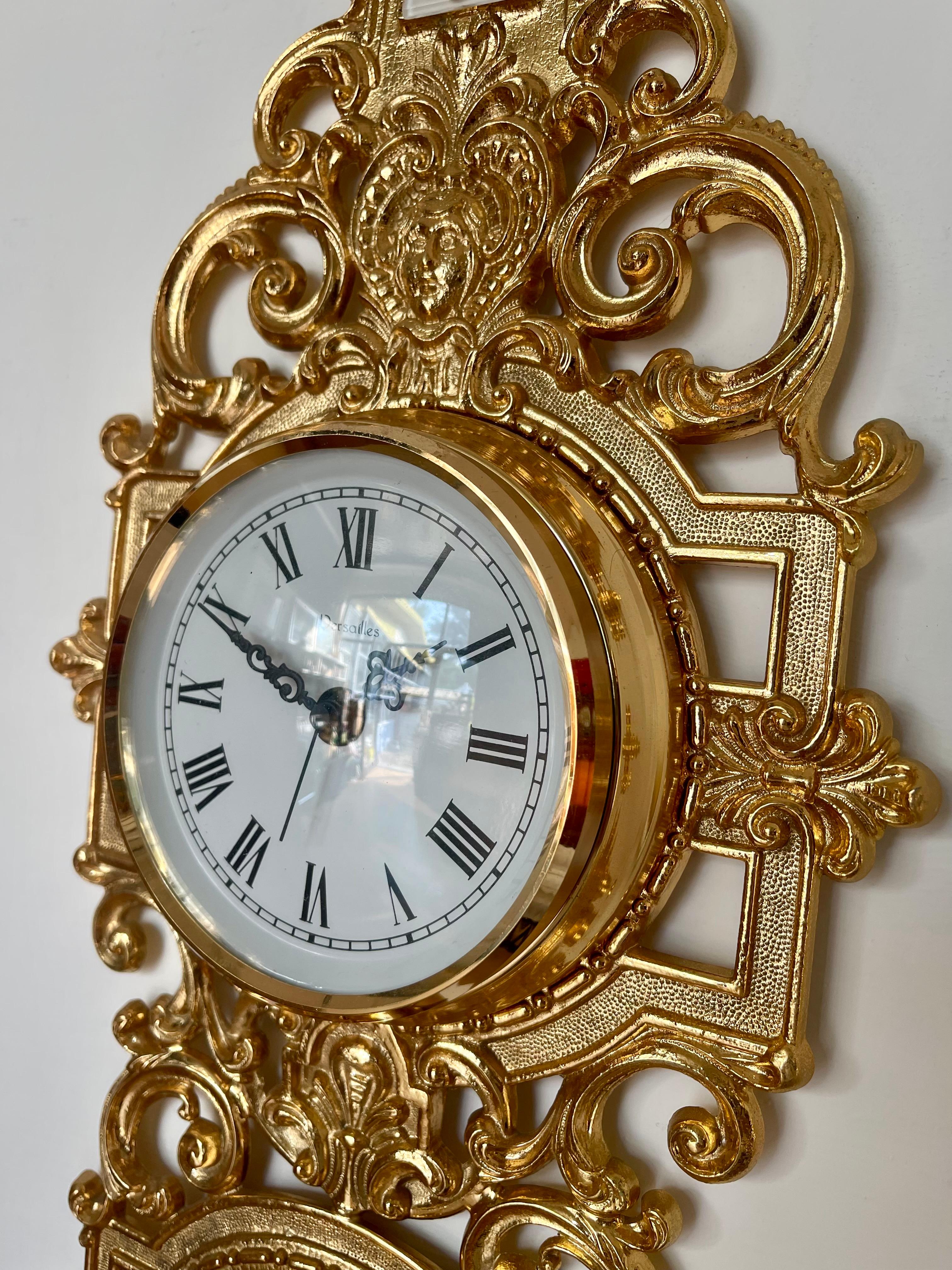 20th Century Beautiful gilt brass barometer clock XX For Sale