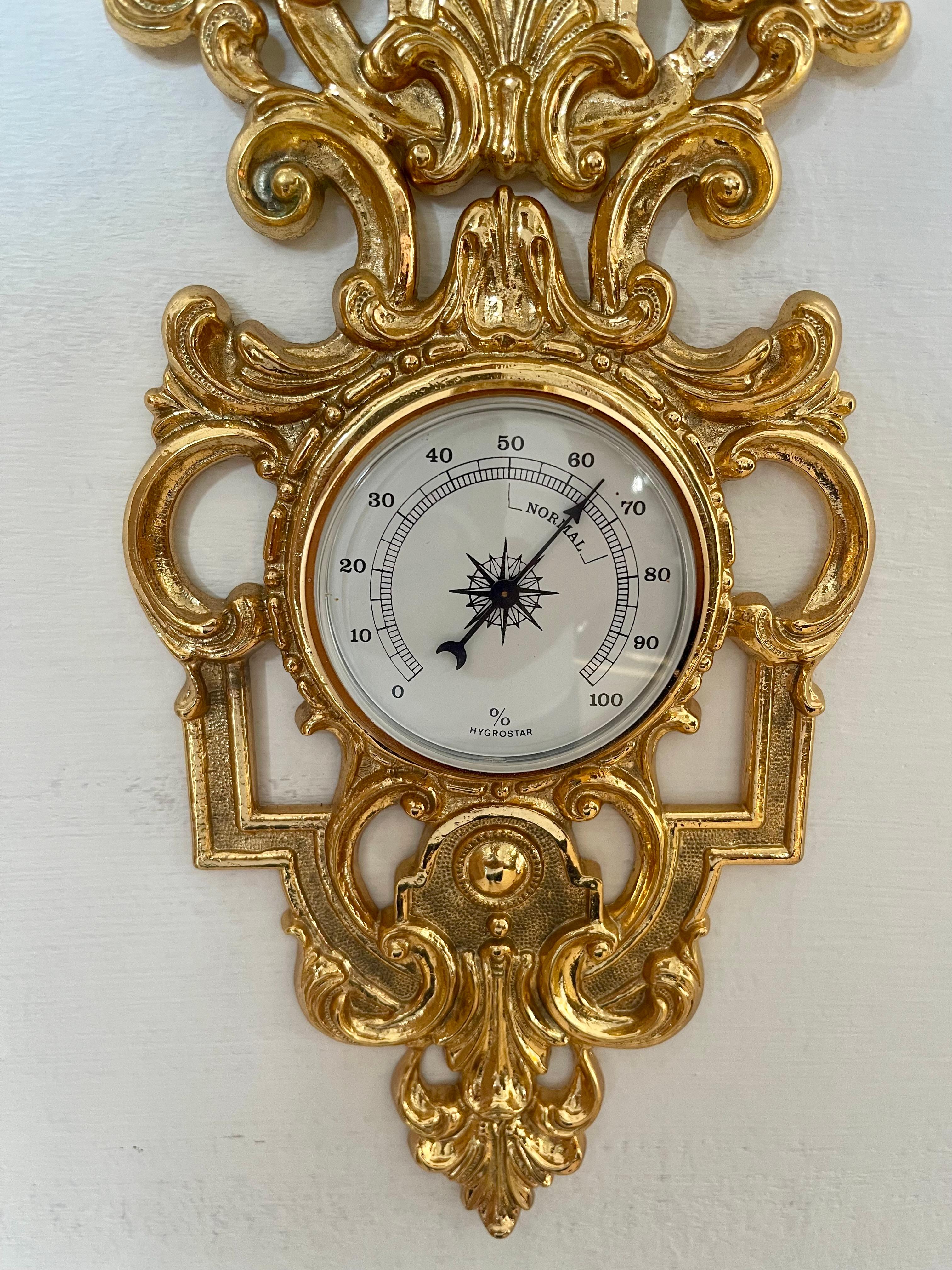 Bronze Beautiful gilt brass barometer clock XX For Sale