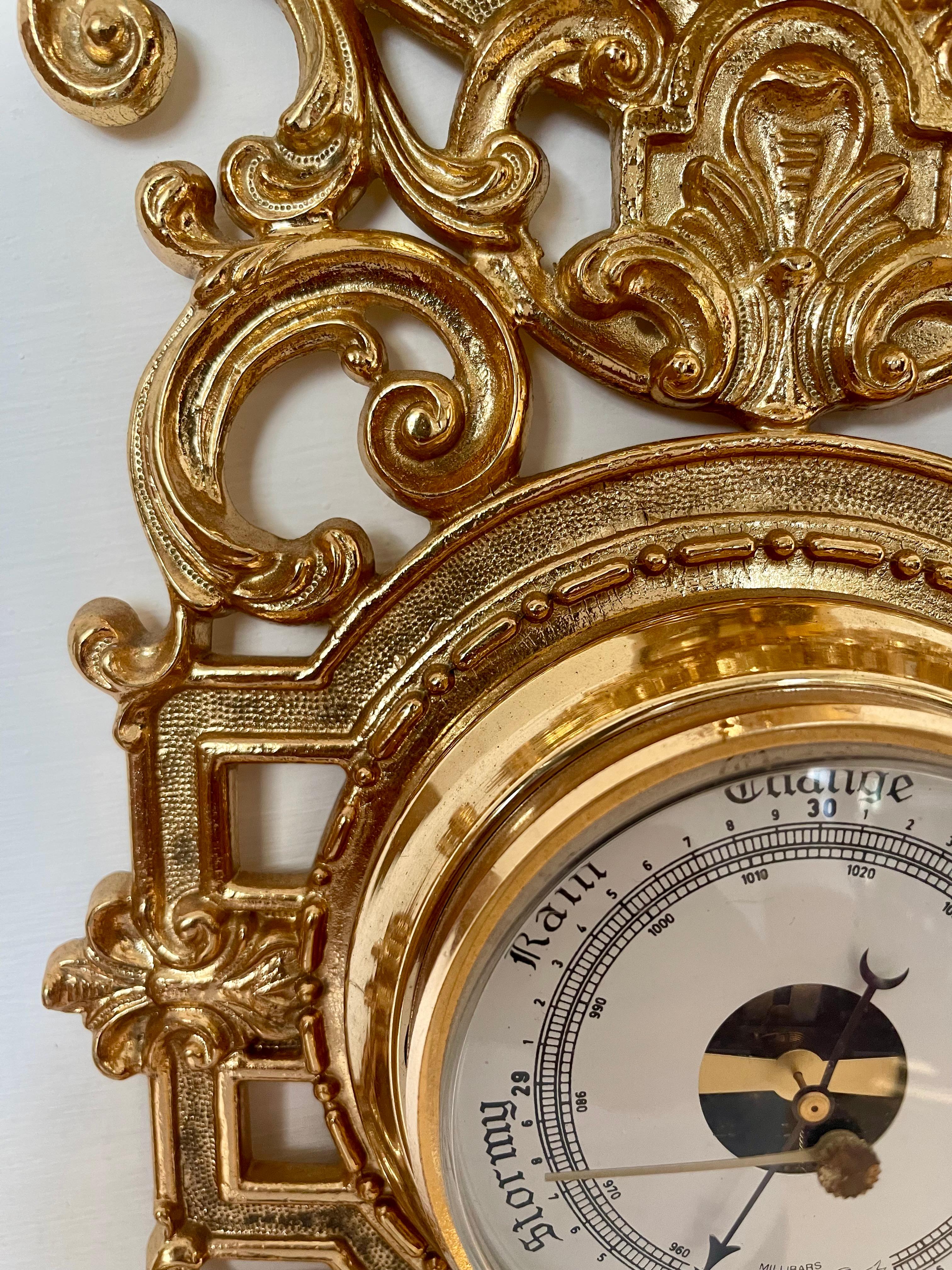 Beautiful gilt brass barometer clock XX For Sale 1