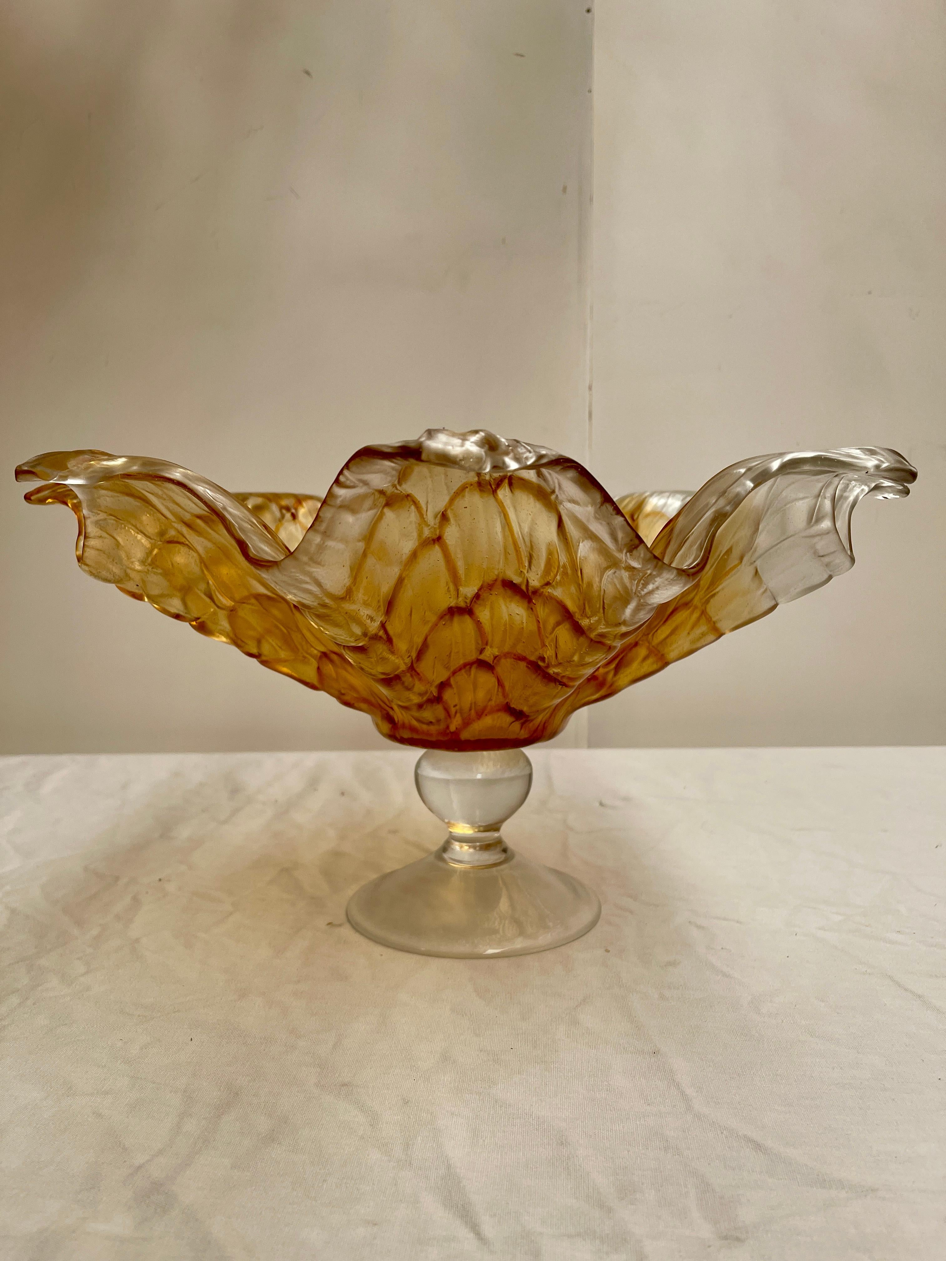 Beautiful vintage Italian mura glass centerpiece by Domenico Rugiano In Excellent Condition For Sale In Cantù, IT