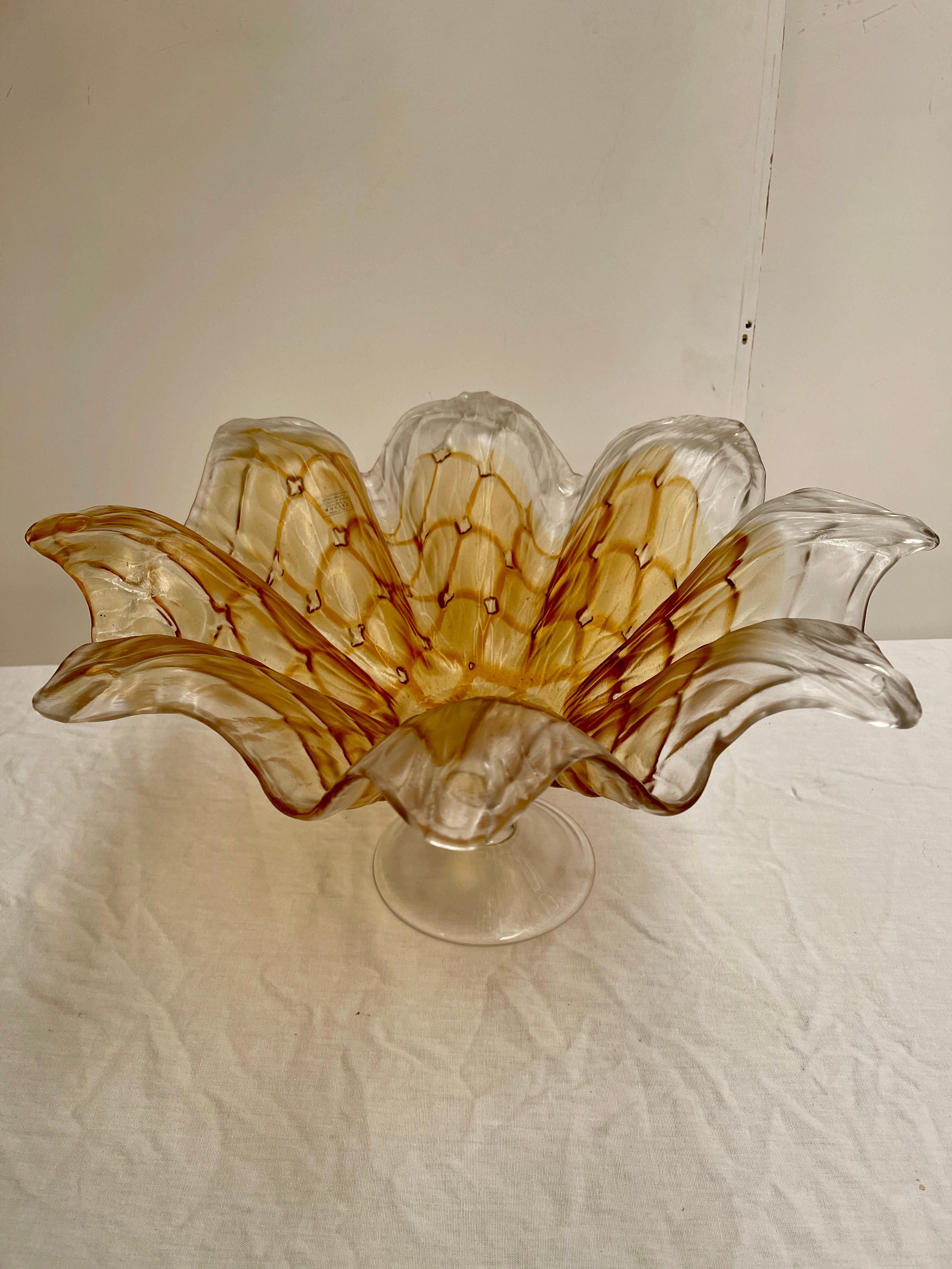 Beautiful vintage Italian mura glass centerpiece by Domenico Rugiano For Sale 1