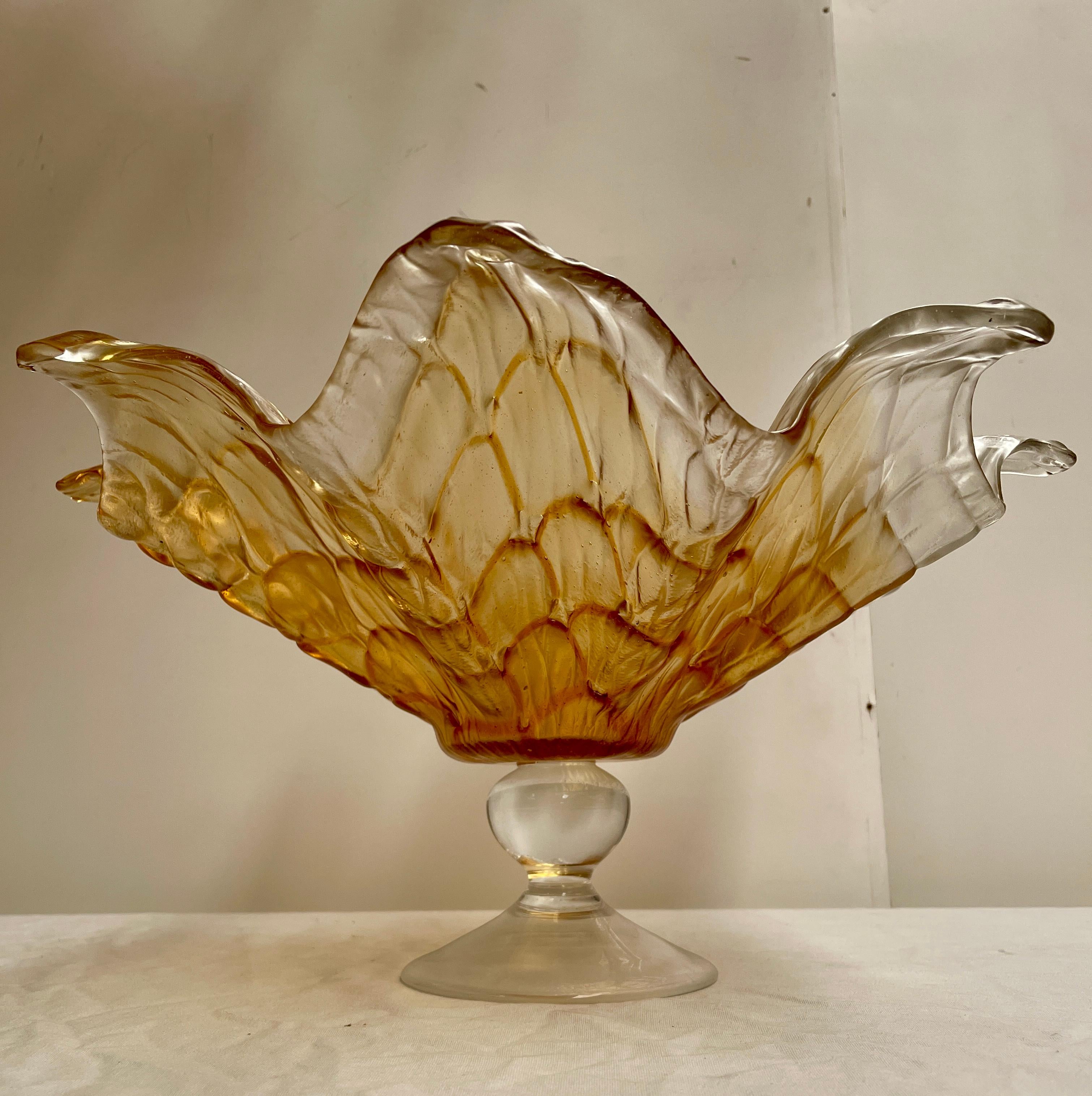 Beautiful vintage Italian mura glass centerpiece by Domenico Rugiano For Sale 2