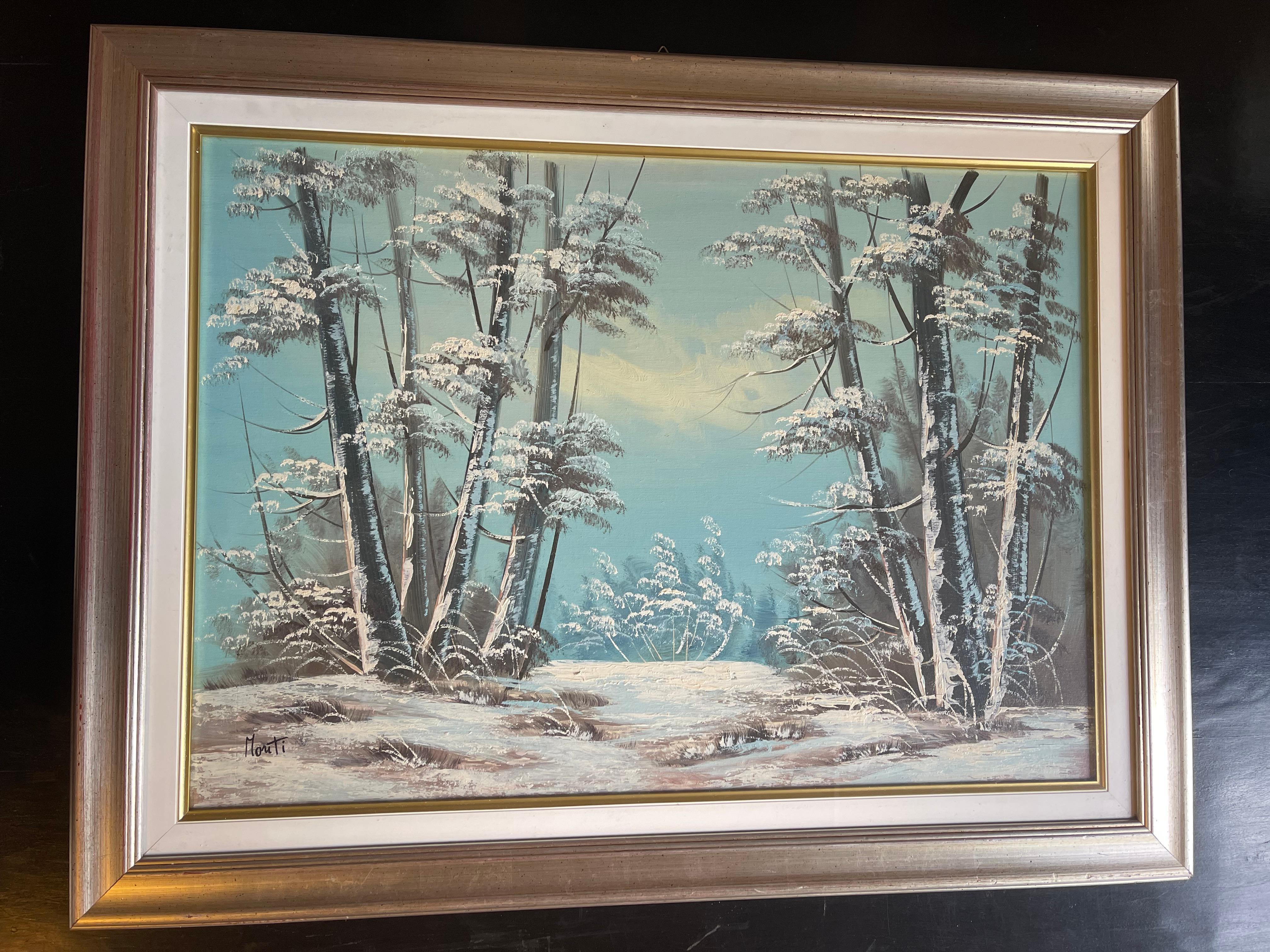 Other Bellisimo Quadro olio dipinto a mano invernali 1950 For Sale