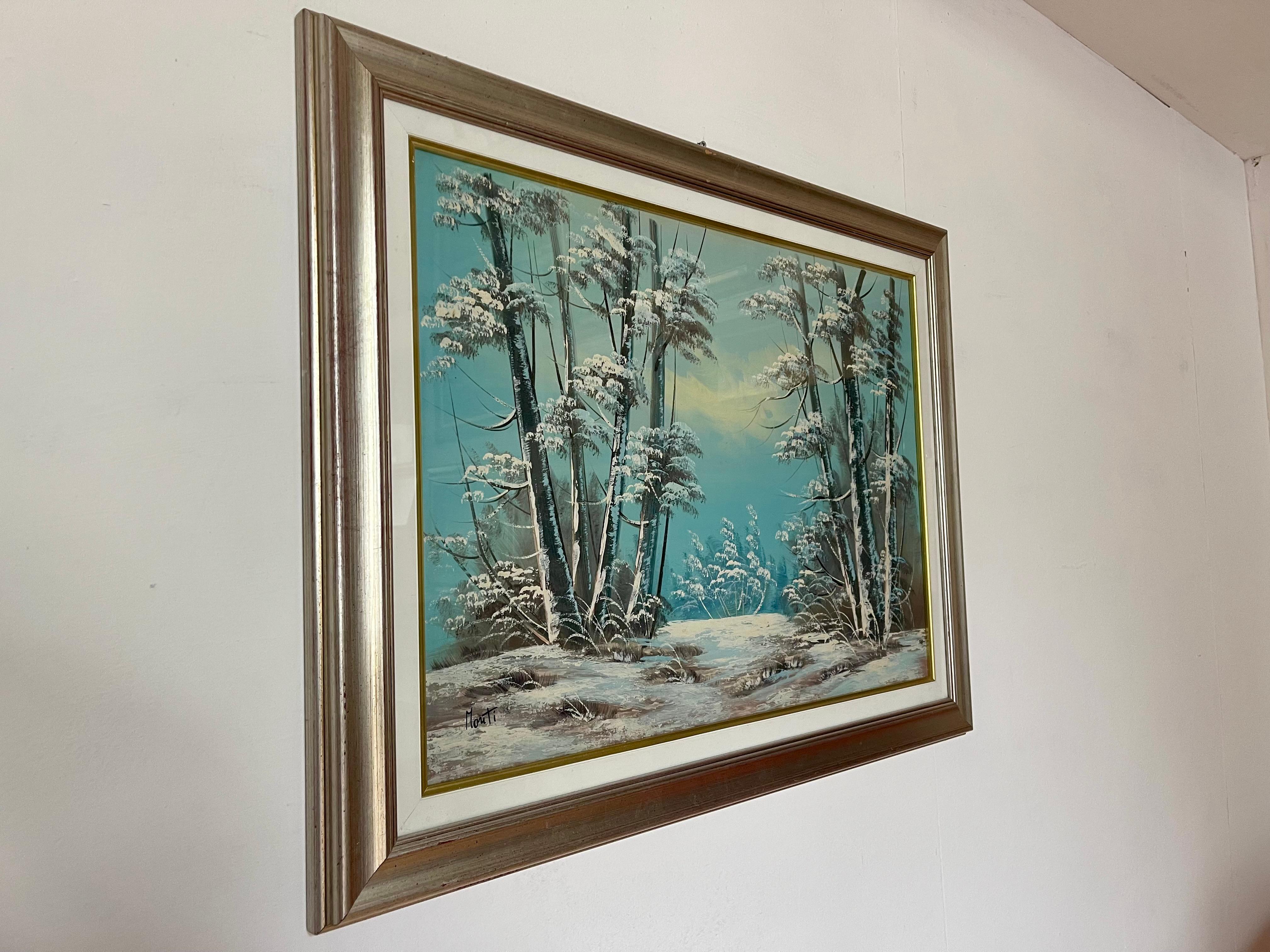 Italian Bellisimo Quadro olio dipinto a mano invernali 1950 For Sale