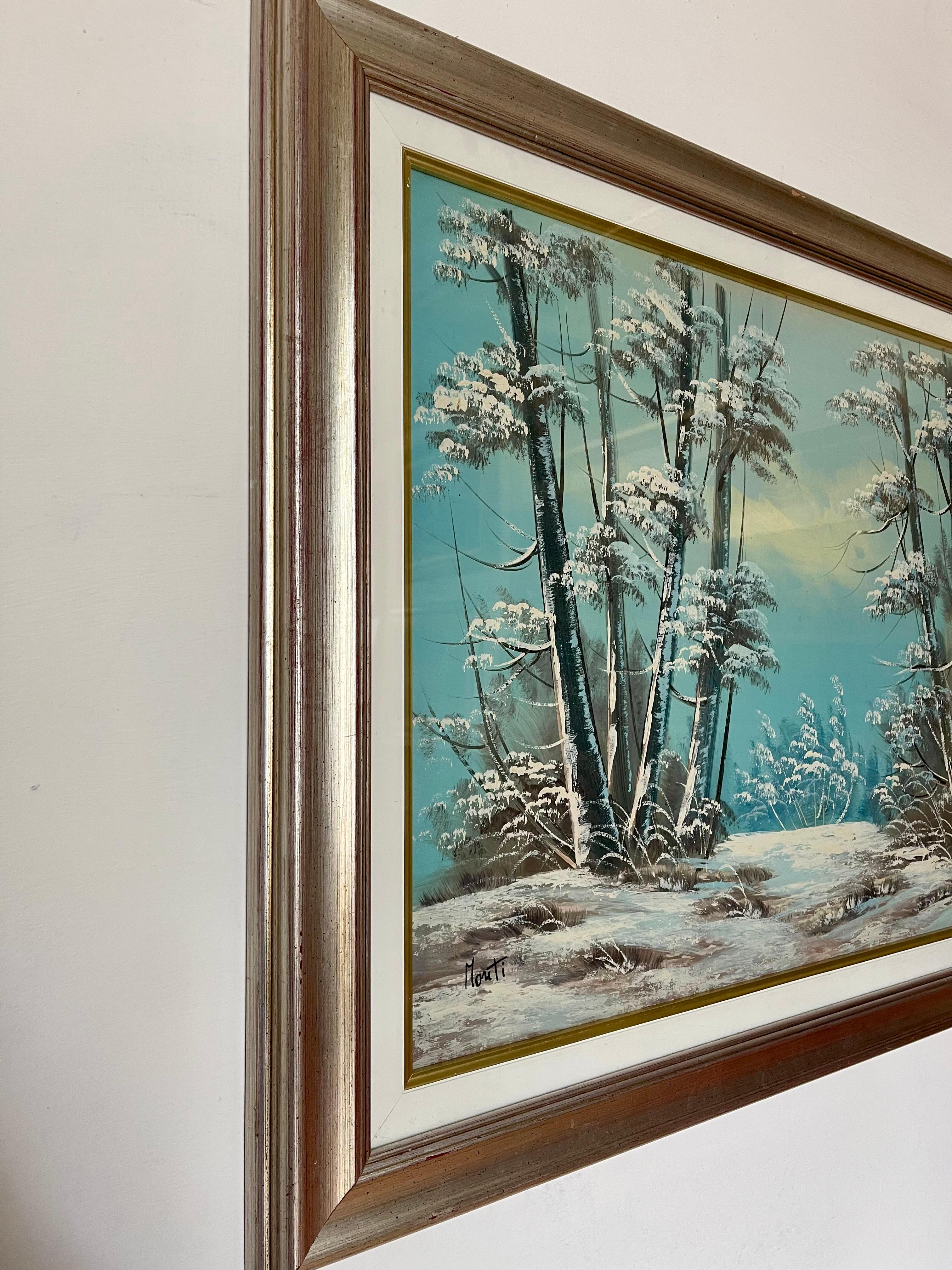 Oiled Bellisimo Quadro olio dipinto a mano invernali 1950 For Sale