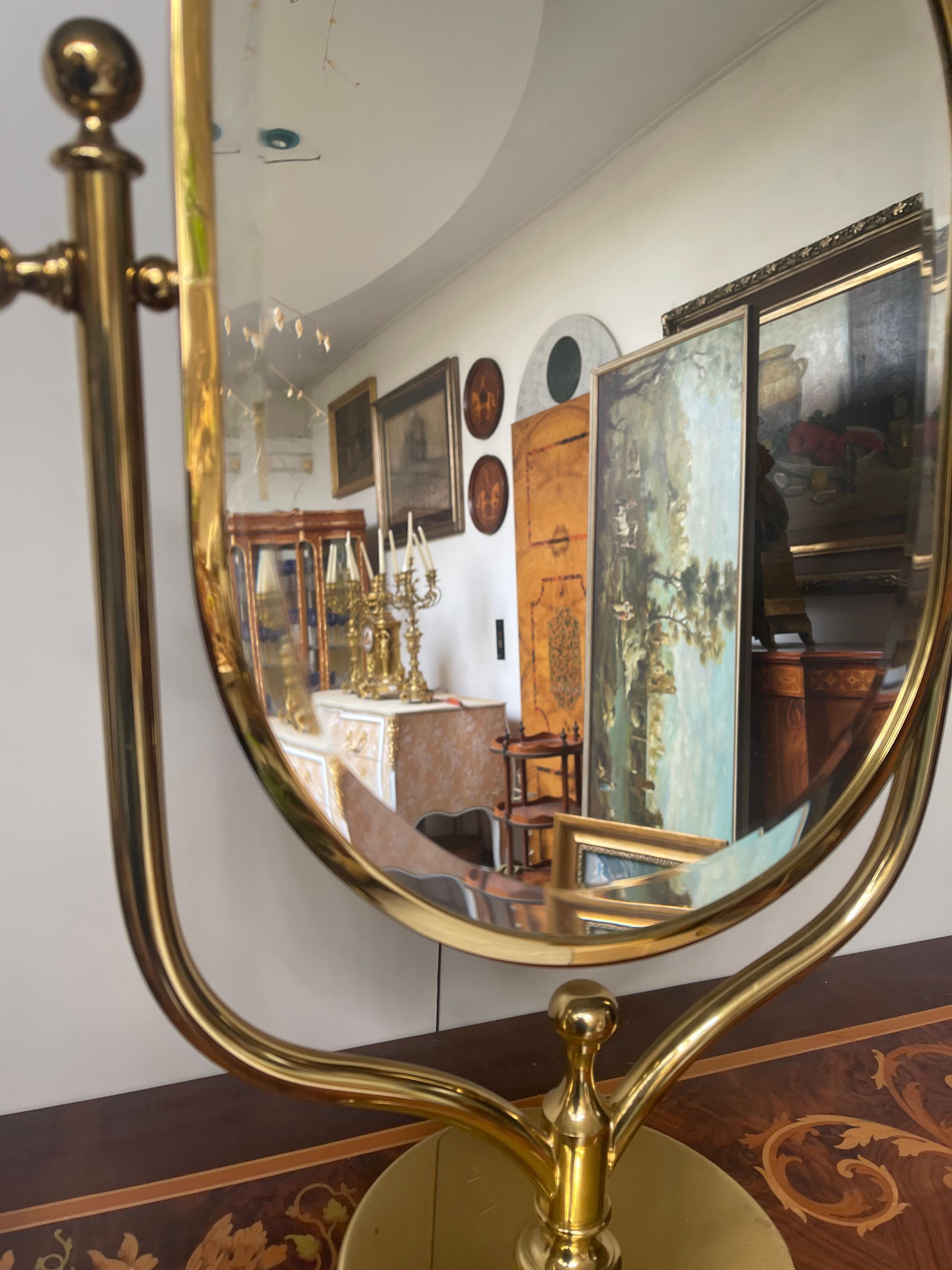 Folk Art Beautiful Vintage Brass Table Mirror  For Sale
