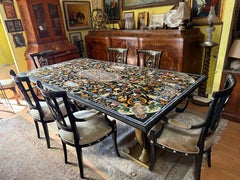 Beautiful set Eighteenth century dining table with florence style marble inlays  XX