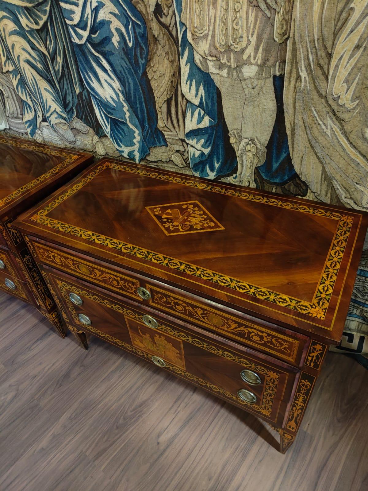 Beautiful pair of Louis XVI chests of drawers In Good Condition For Sale In Alba, IT