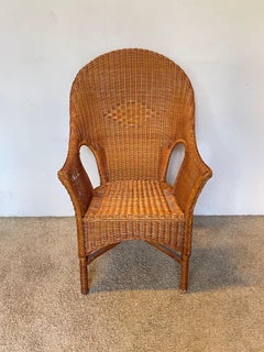 Bellissima poltrona in vimini intrecciato, "Royal Wicker", anni '70