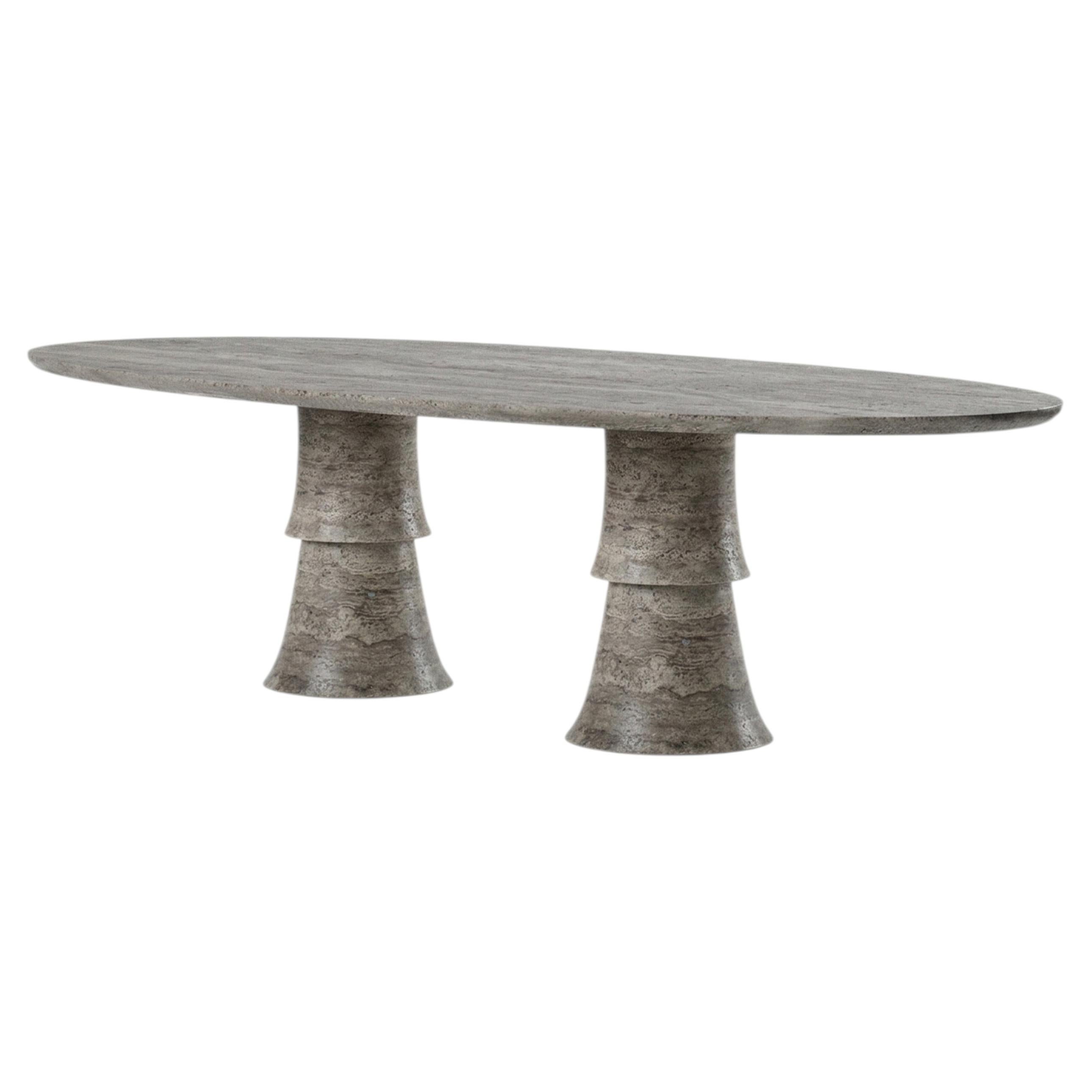 Bellissimo Oval Table in Travertine by Pietro Franceschini For Sale