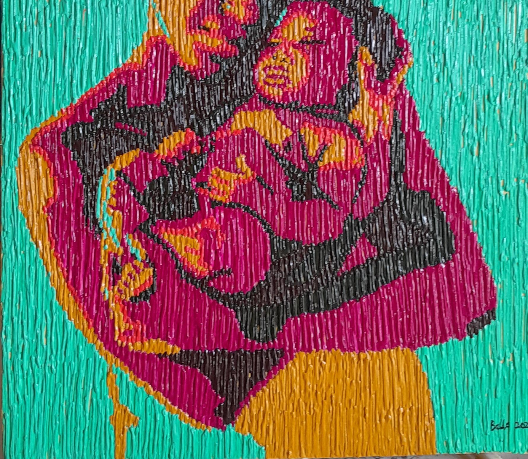 Primo contatto 2 -21° secolo, Contemporaneo, Figurativo, Maternità, Dip. acrilico - Painting Espressionista di Bello Adedoyin