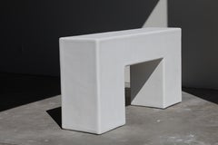 bello brutalist chunky block plaster console in salt by öken house studios