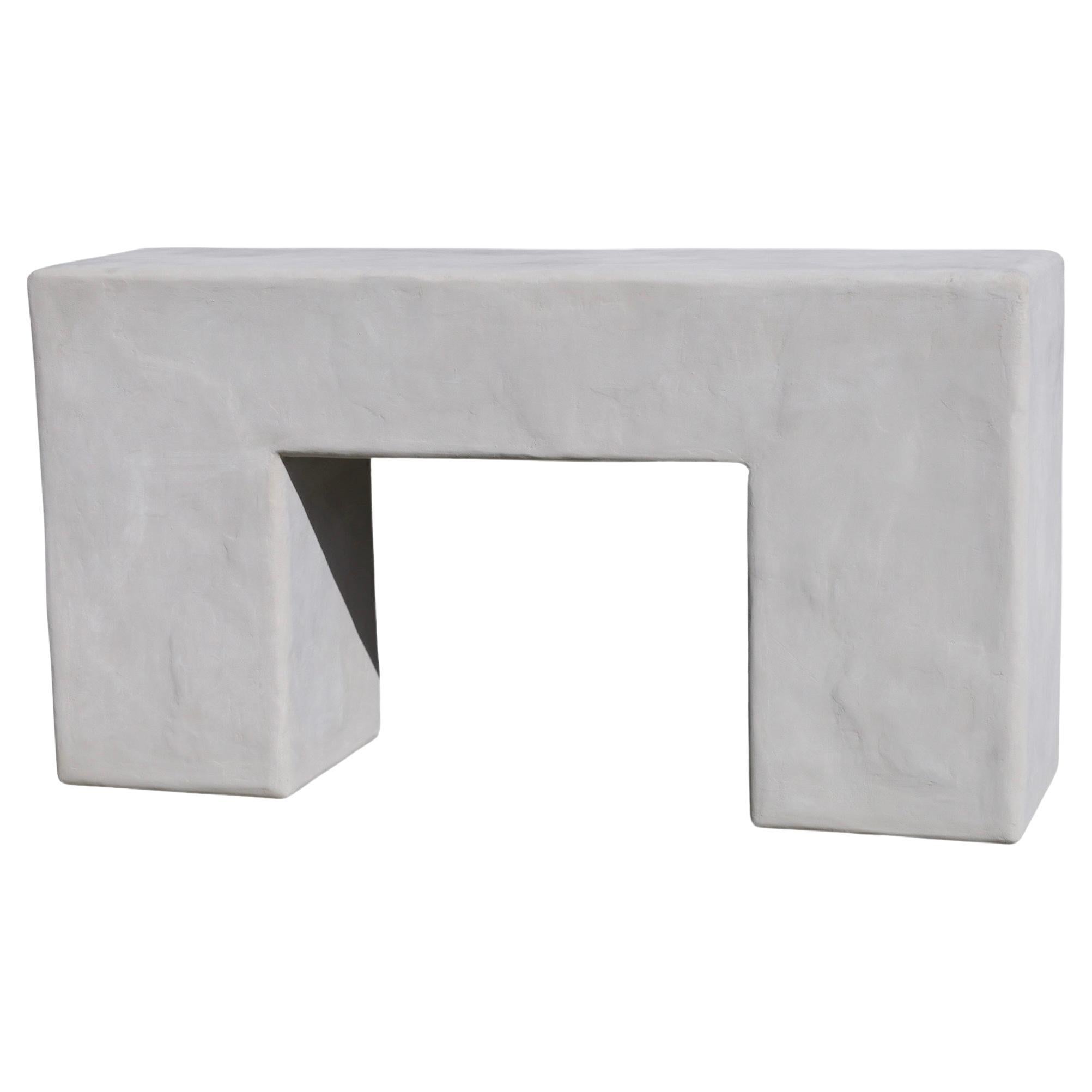 bello brutalist chunky block plaster console in hydra by öken house studios For Sale