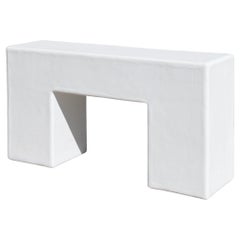 bello brutalist chunky block plaster console in salt by öken house studios