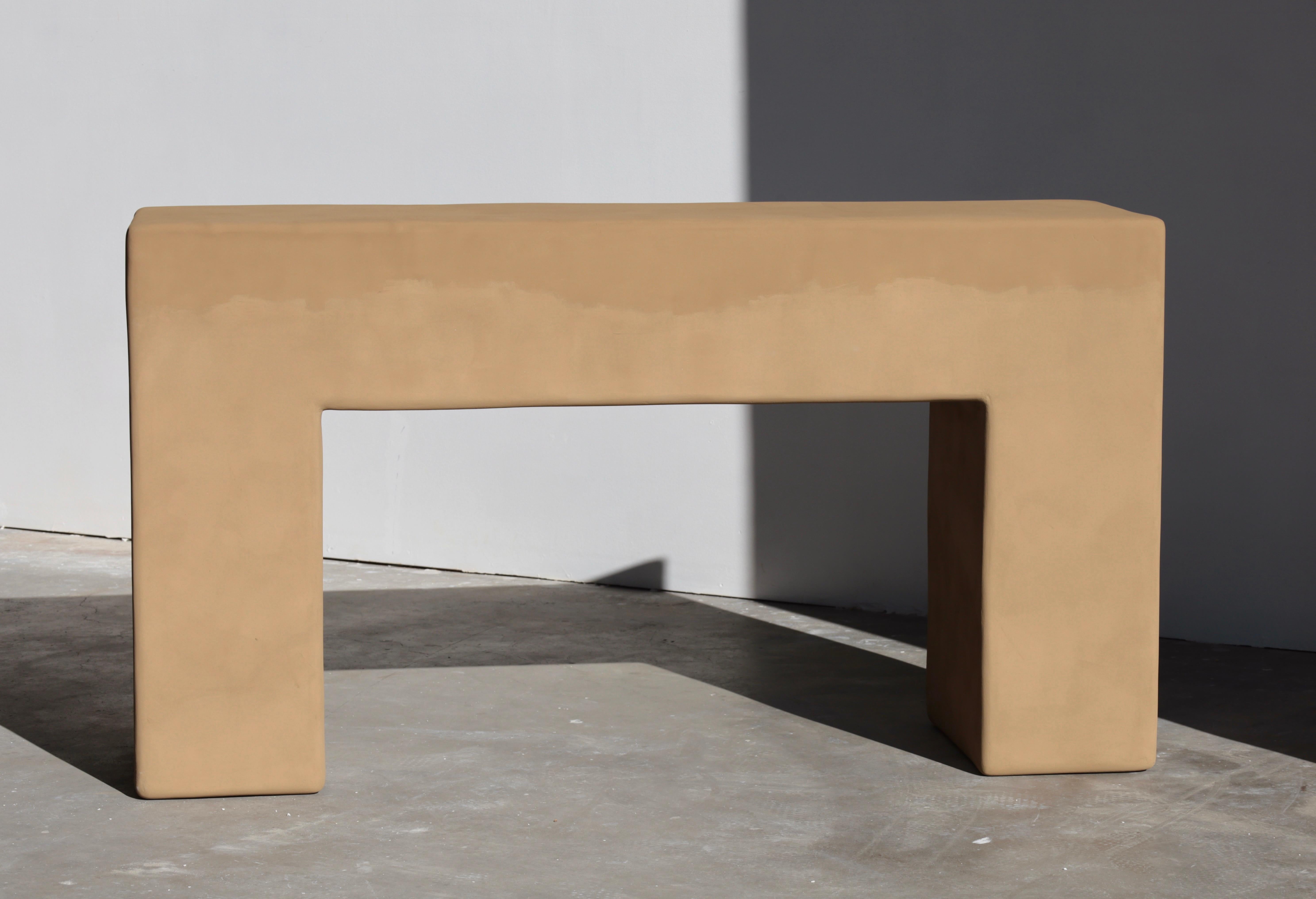 Hand-Crafted bello brutalist plaster console in rammed earth style by öken house studios