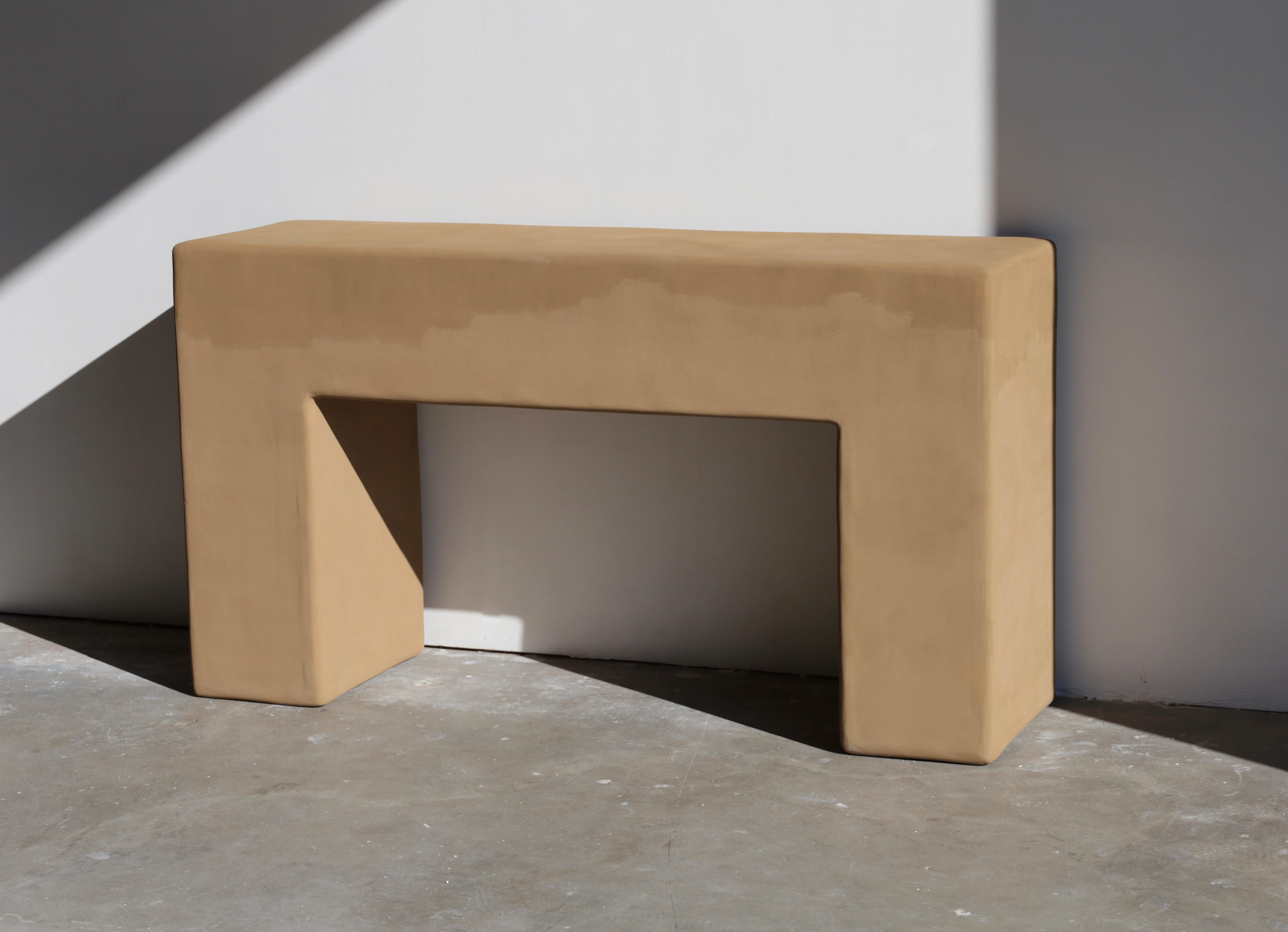 bello brutalist plaster console in rammed earth style by öken house studios In New Condition In Palm Desert, CA