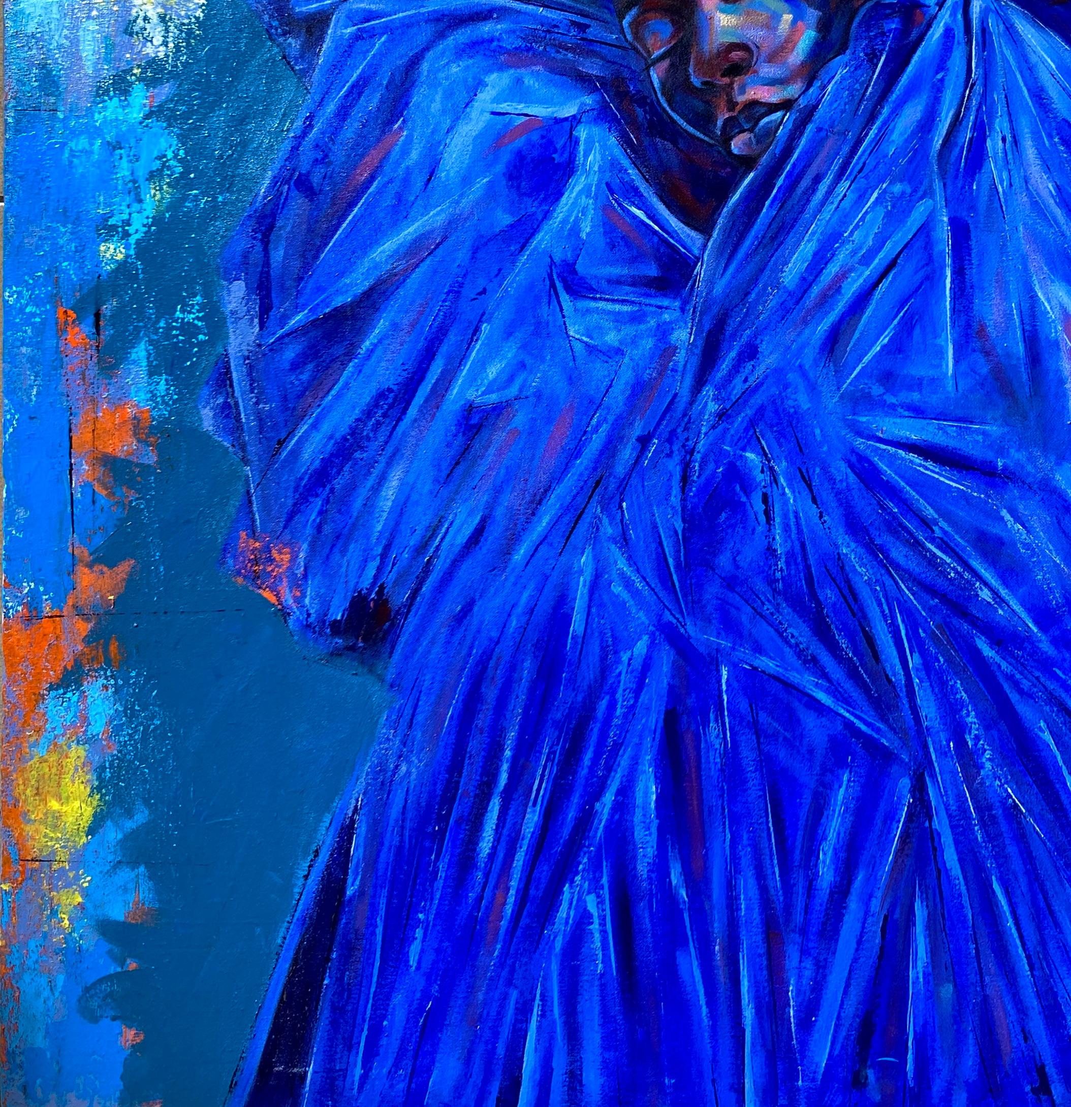 Respira - Portrait Painting Blu di Bello Gabriel