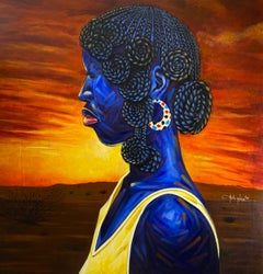 A la sombra del atardecer -Siglo XXI, Contemporáneo, Impresionismo, Naturaleza Mujer