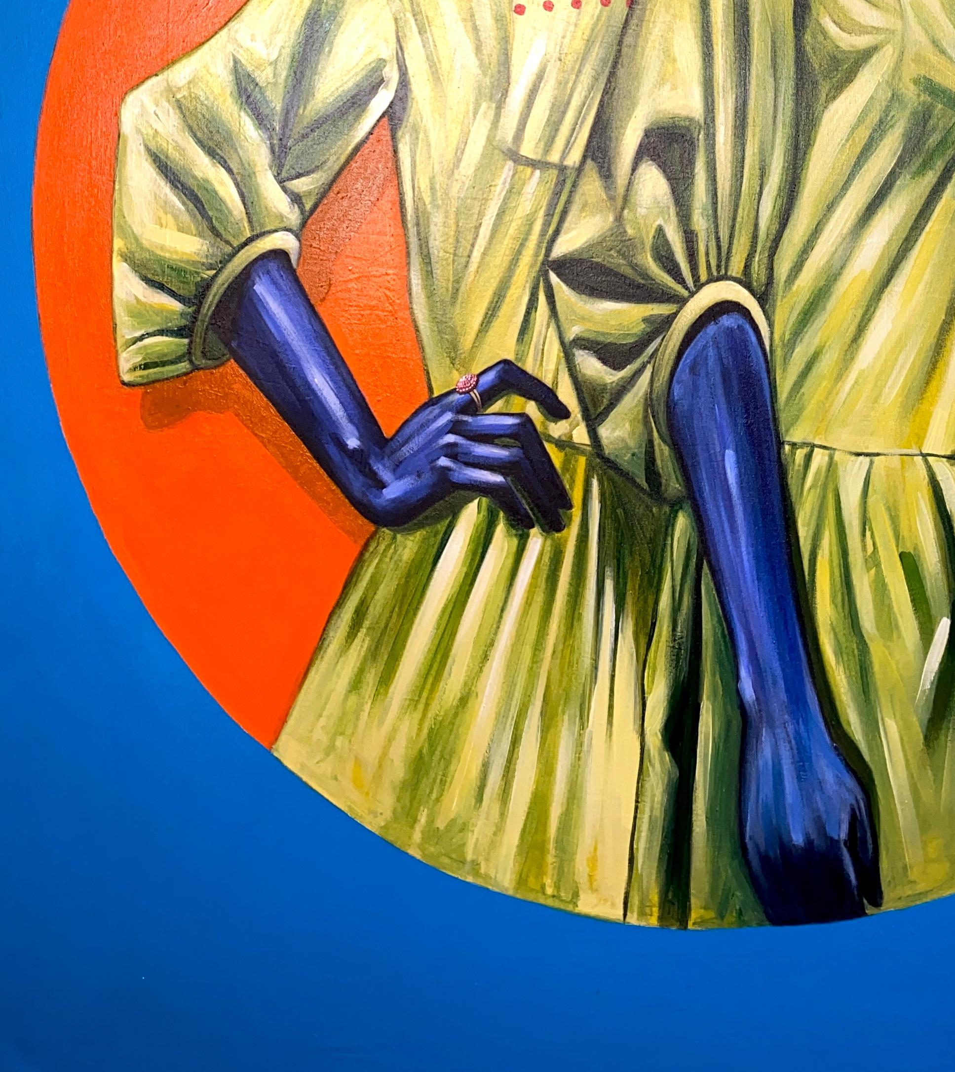 Attraverso la tempesta e il fuoco - Portrait Painting Blu di Bello Gabriel