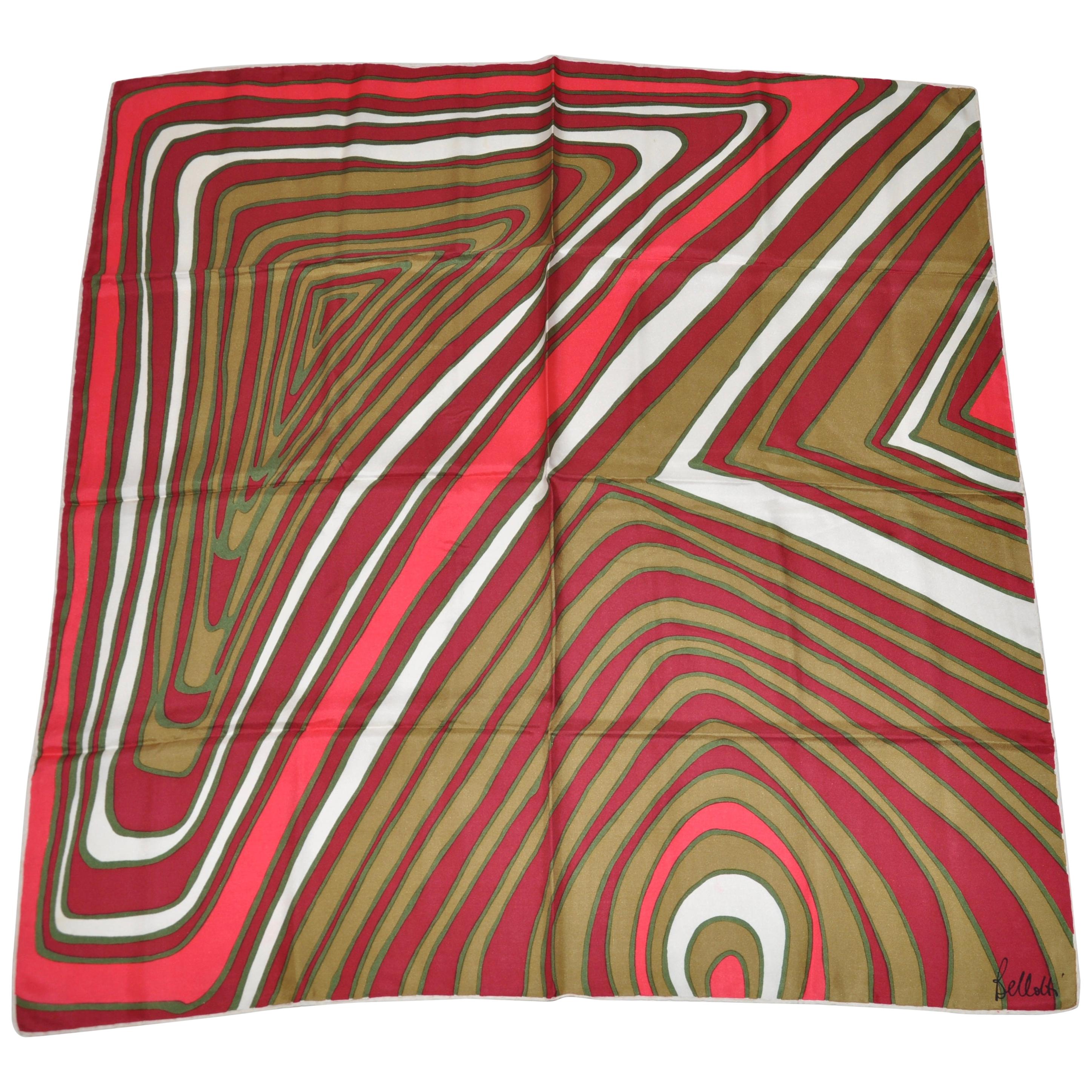 Bellolti Whimsically White Borders "Candy Cane Dream" Silk Scarf