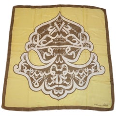 Vintage Bellolti Wonderful Warm Brown & Ivory "Emblem" Silk Scarf