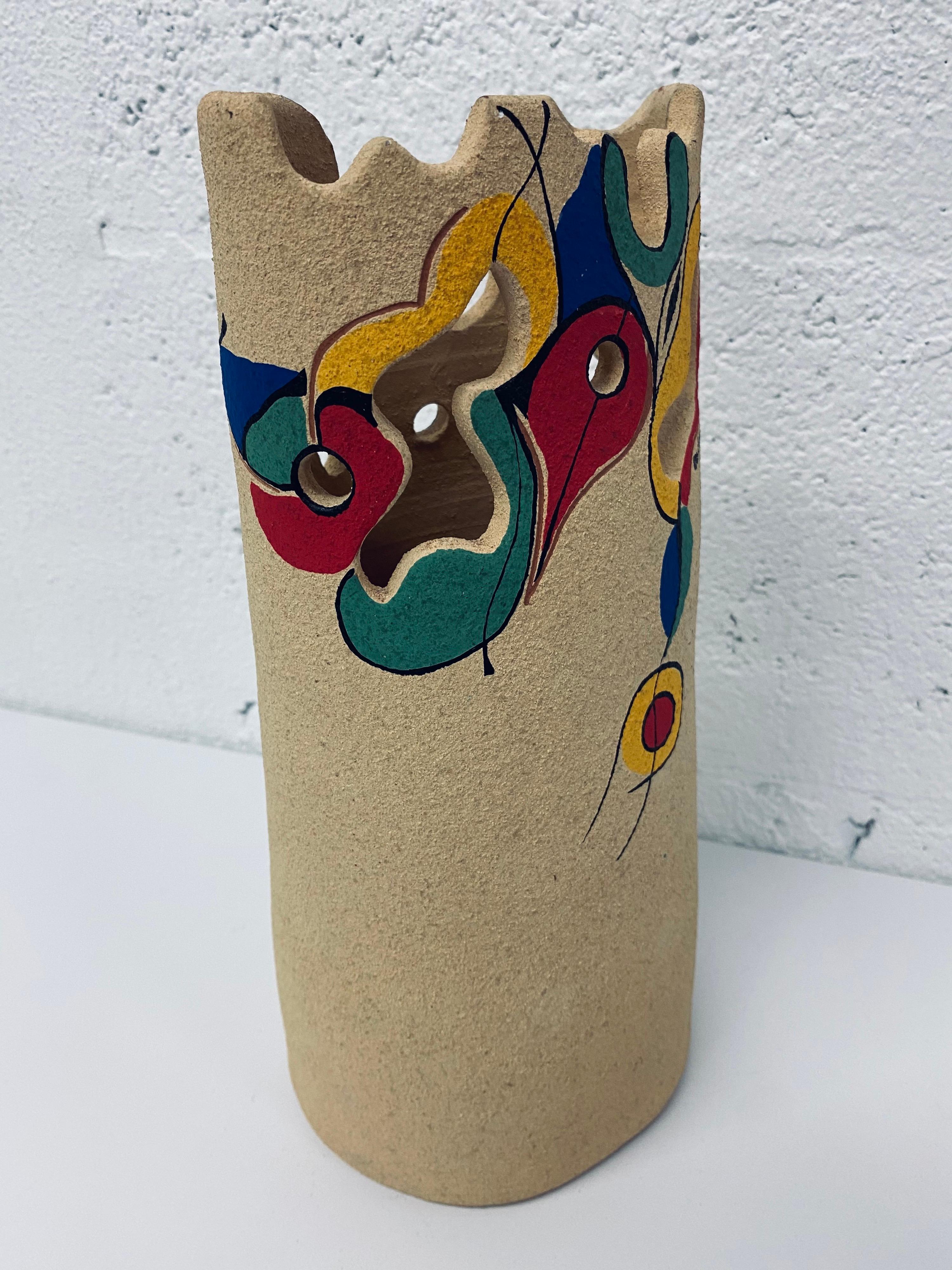 Late 20th Century Bellon Alfareros Sculptural Modern Studio Pottery Vase For Sale