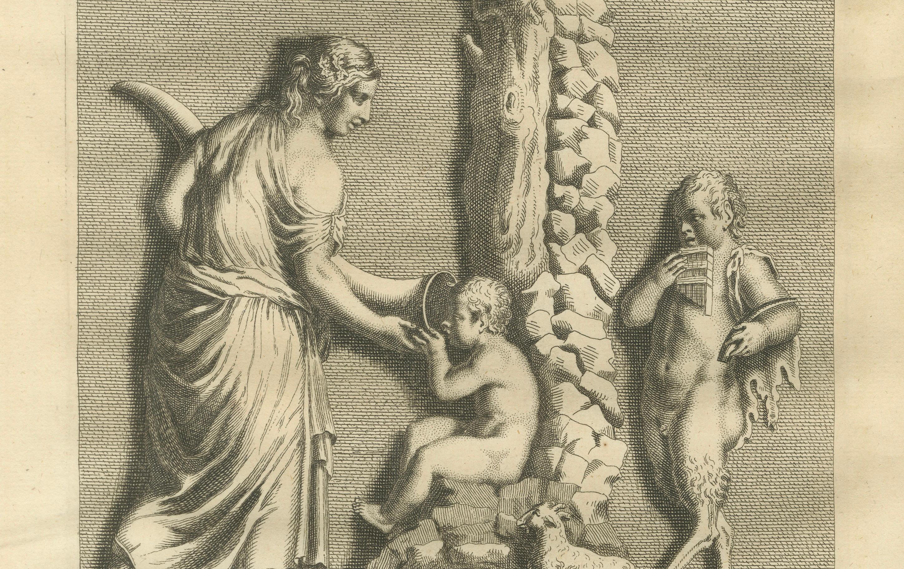 Bellori Roman Relief with Children and Animals, English Engraving, 1721