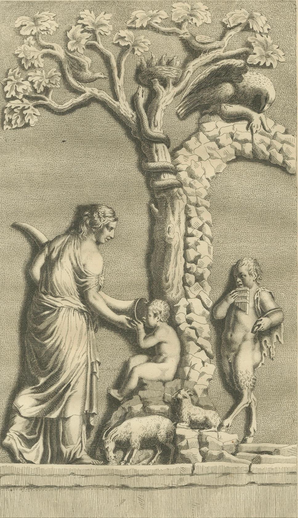 Bellori Roman Relief with Children and Animals, English Engraving, 1721