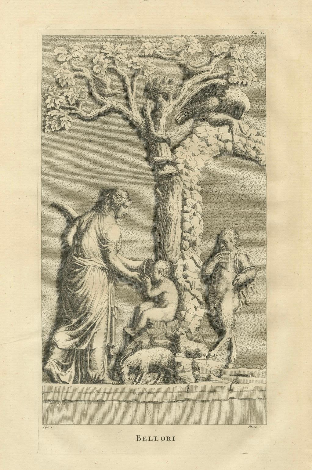 Bellori Roman Relief with Children and Animals, English Engraving, 1721