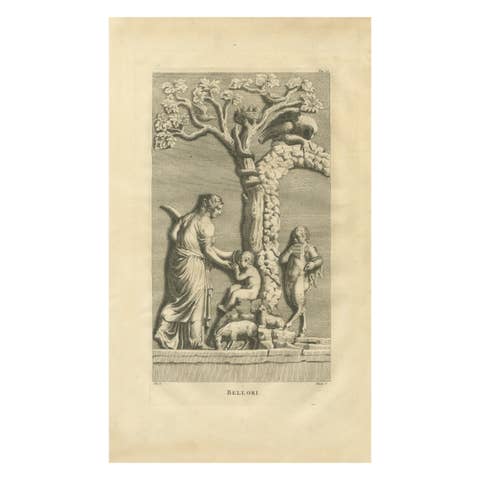 Bellori Roman Relief with Children and Animals, English Engraving, 1721