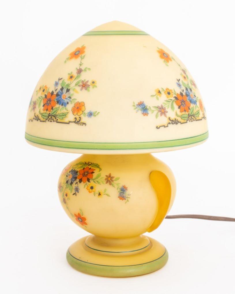 20th Century Bellova Czechoslovakia Glass Boudoir Lamp For Sale