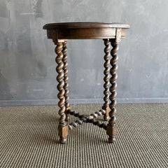 Bellows Side Table in White Oak with Barley Twist Leg Details