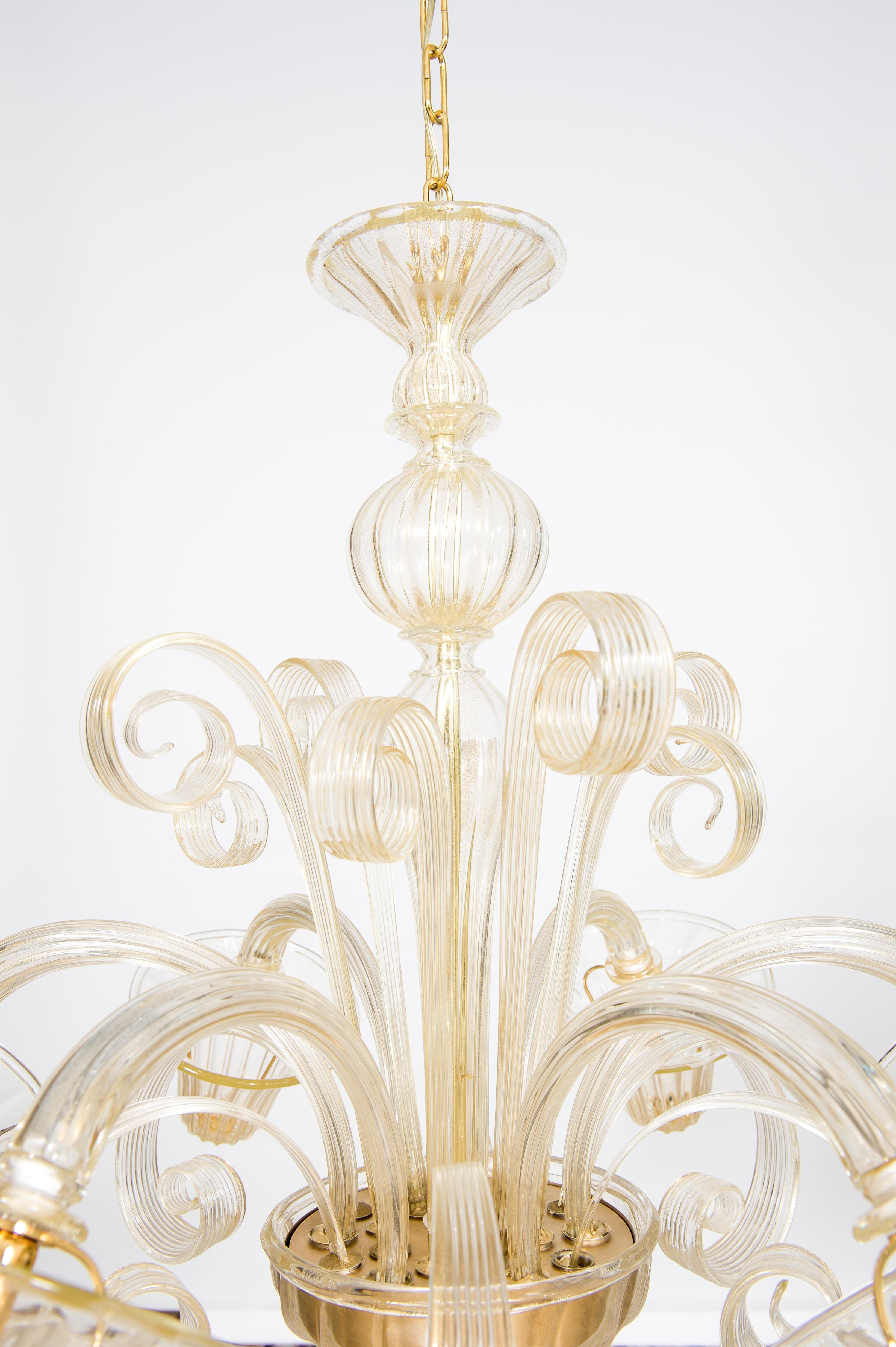 Bells and Pastorals Chandelier Blown Murano Glass Gold Color Contemporary, Italy For Sale 4