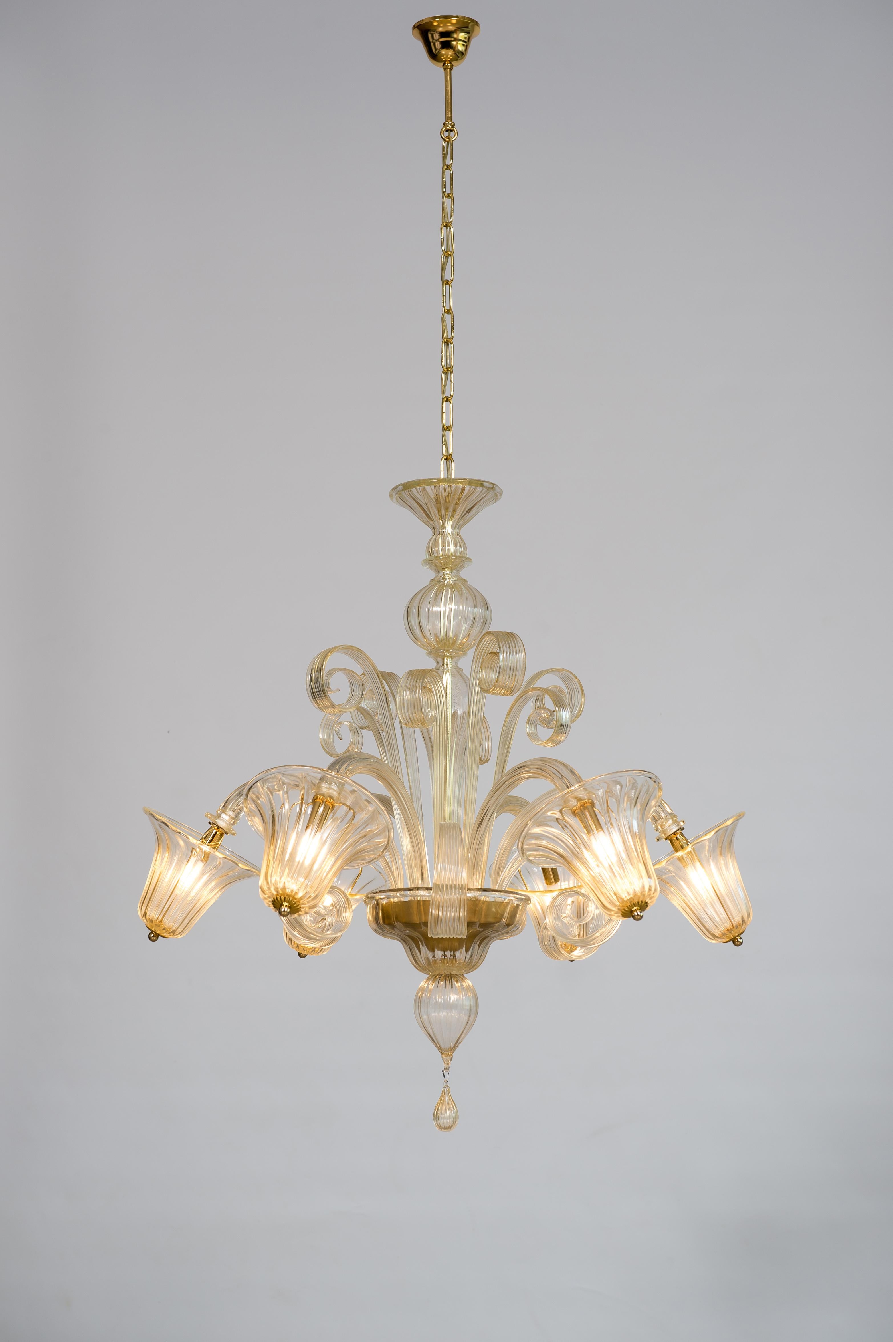 Bells and Pastorals Chandelier Blown Murano Glass Gold Color Contemporary, Italy For Sale 13